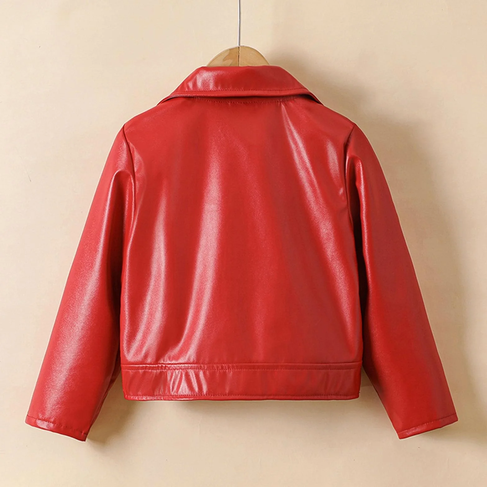 Generisch Ragazze Antivento Caldo Pelle PU Cappotto Sportivo Moto Britannico Giacca funzionale per bambini da 2 a 10 anni Giacca elegante