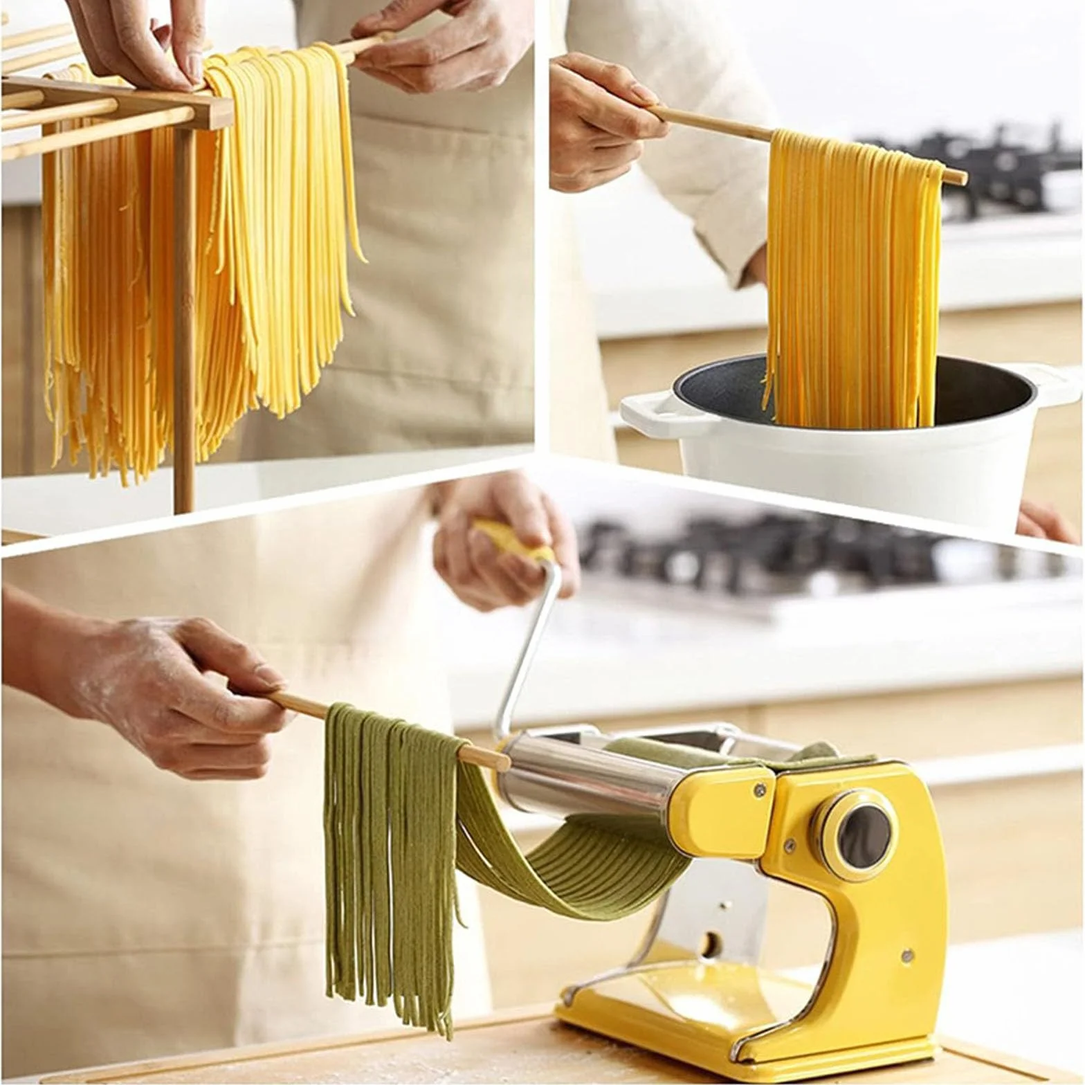 Stendipasta, 12 stanghe, Stendipasta in legno, porta pasta, supporto per la pasta per asciugare, asciugatore per spaghetti, supporto per la pasta salvaspazio riutilizzabile