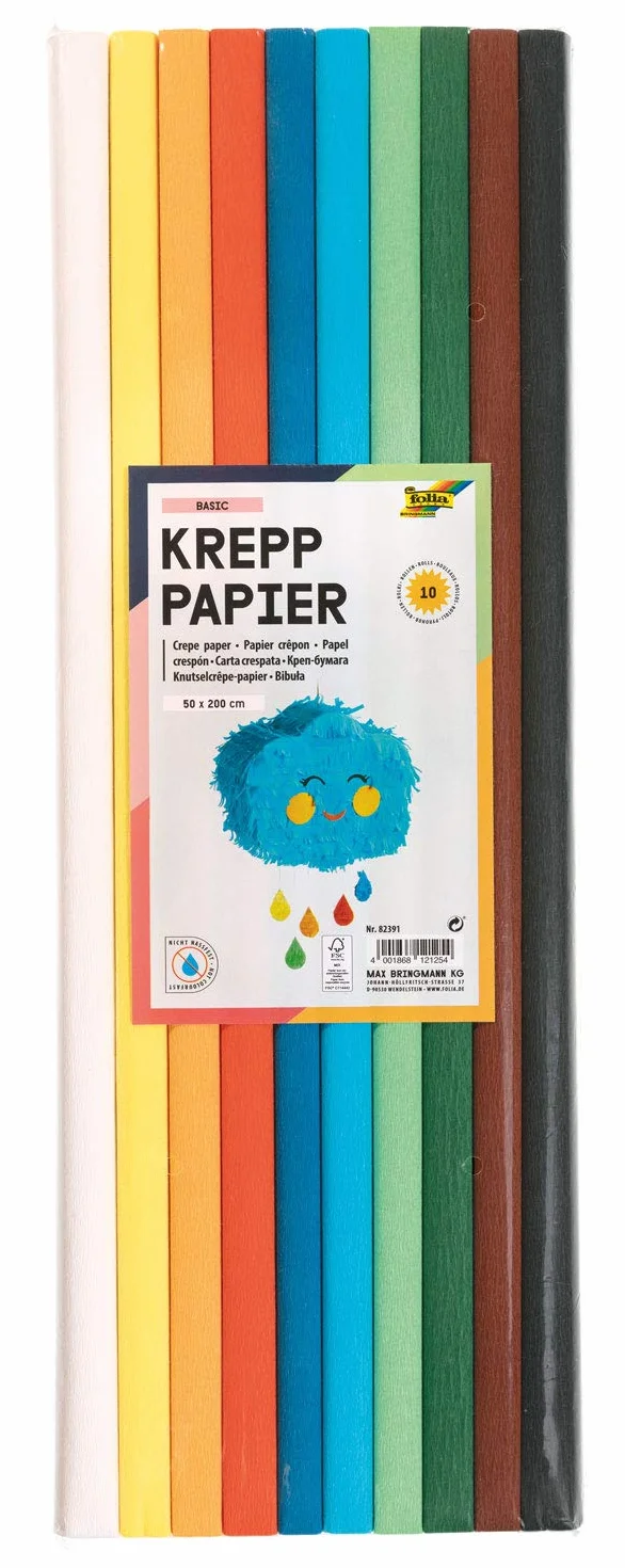Carta crespa assortimento Basic 10 rotoli 50x200 cm colori vari