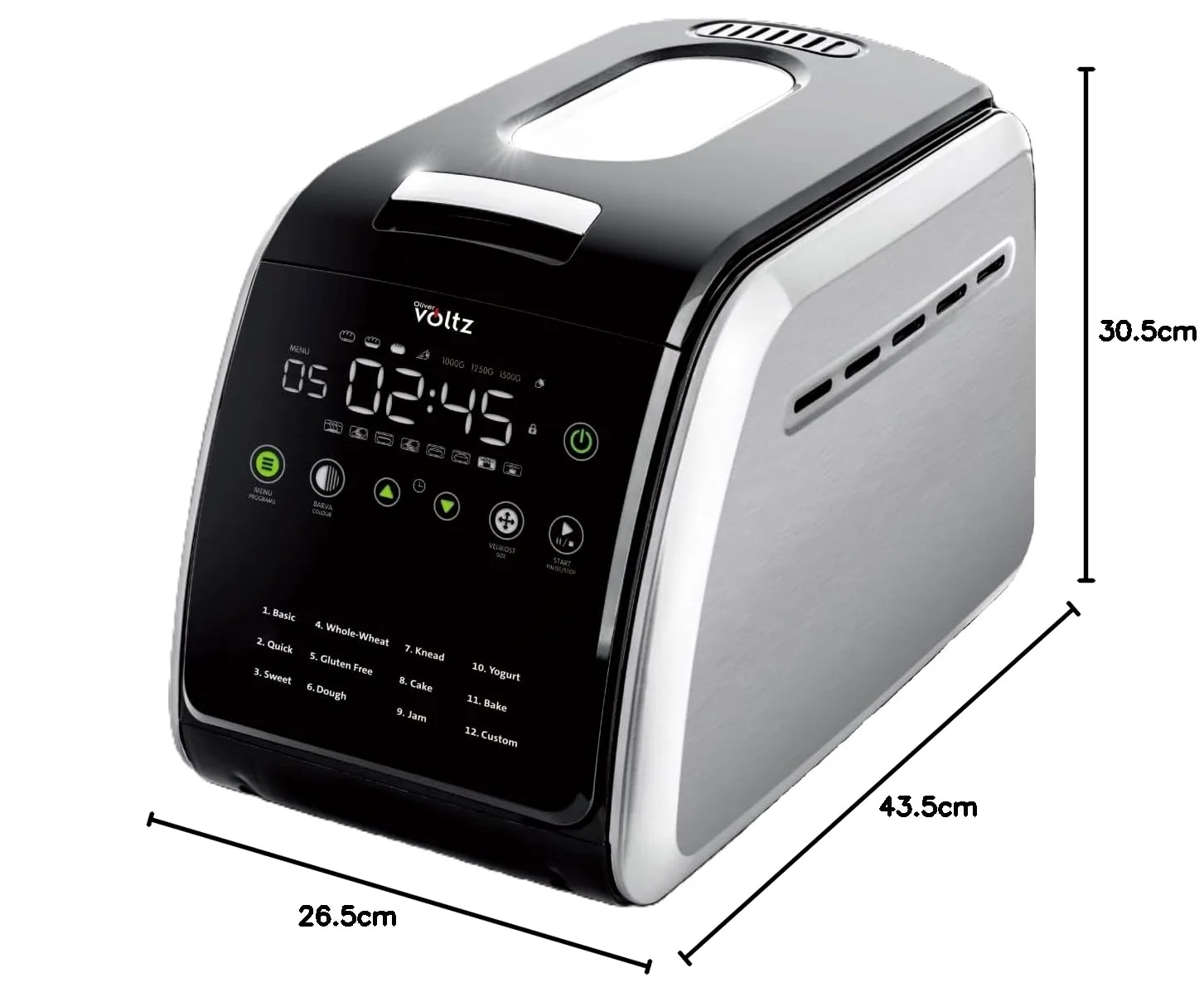 Macchina Per Il Pane, 850 W, 12 Programmi, Display LCD, Timer, Rivestimento Antiaderente, 3 Misure, Funzione Di Mantenimento Del Calore, Avvio Ritardo