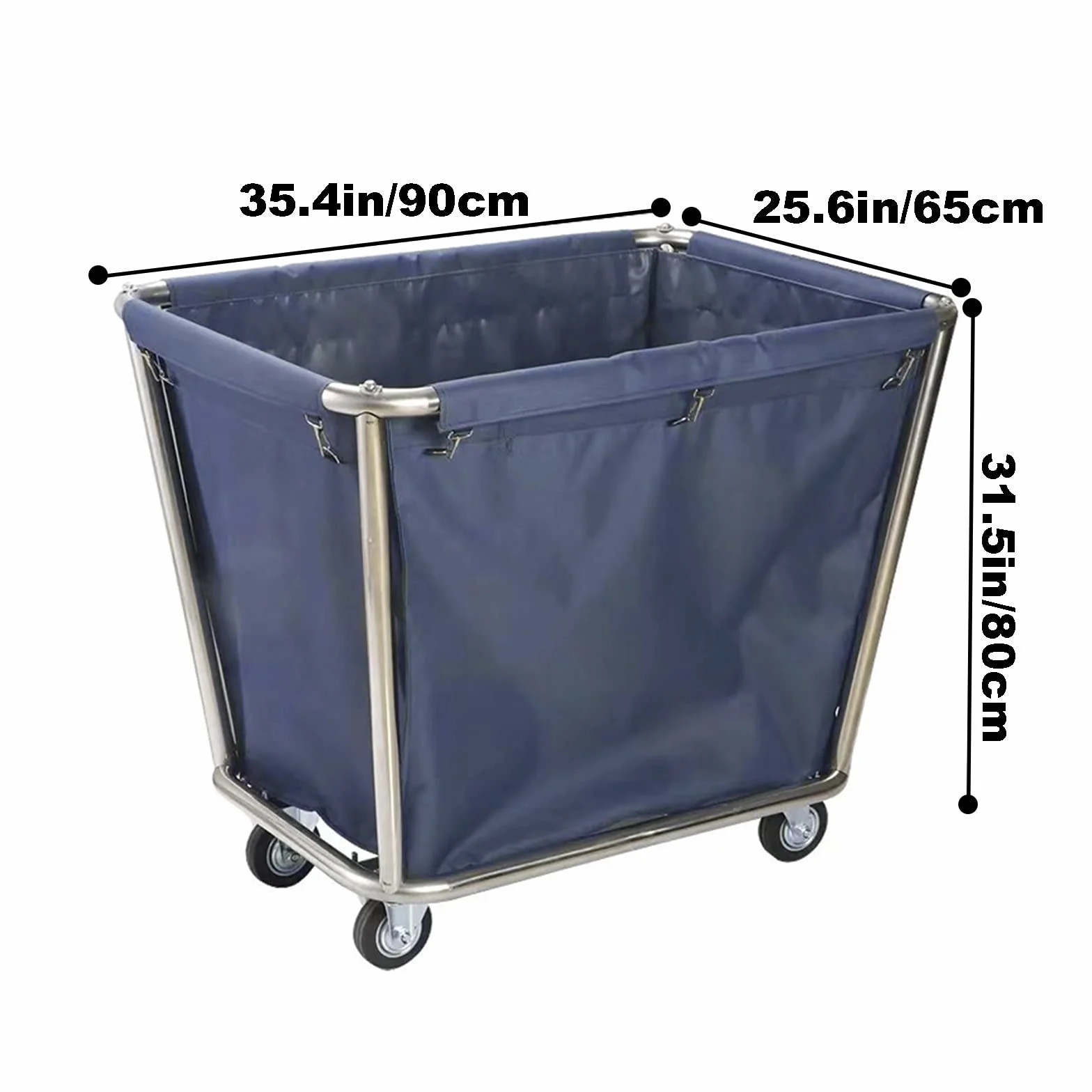 Carrello Pulizie Hotel Carrello per Bucato, Cesto Biancheria Sporca, Borsa in Tessuto Rimovibile, Portante80kg con 4 Ruote Silenziose Adatto per Hotel, Lavanderia, Ospedale, Casa, Industria, ECC