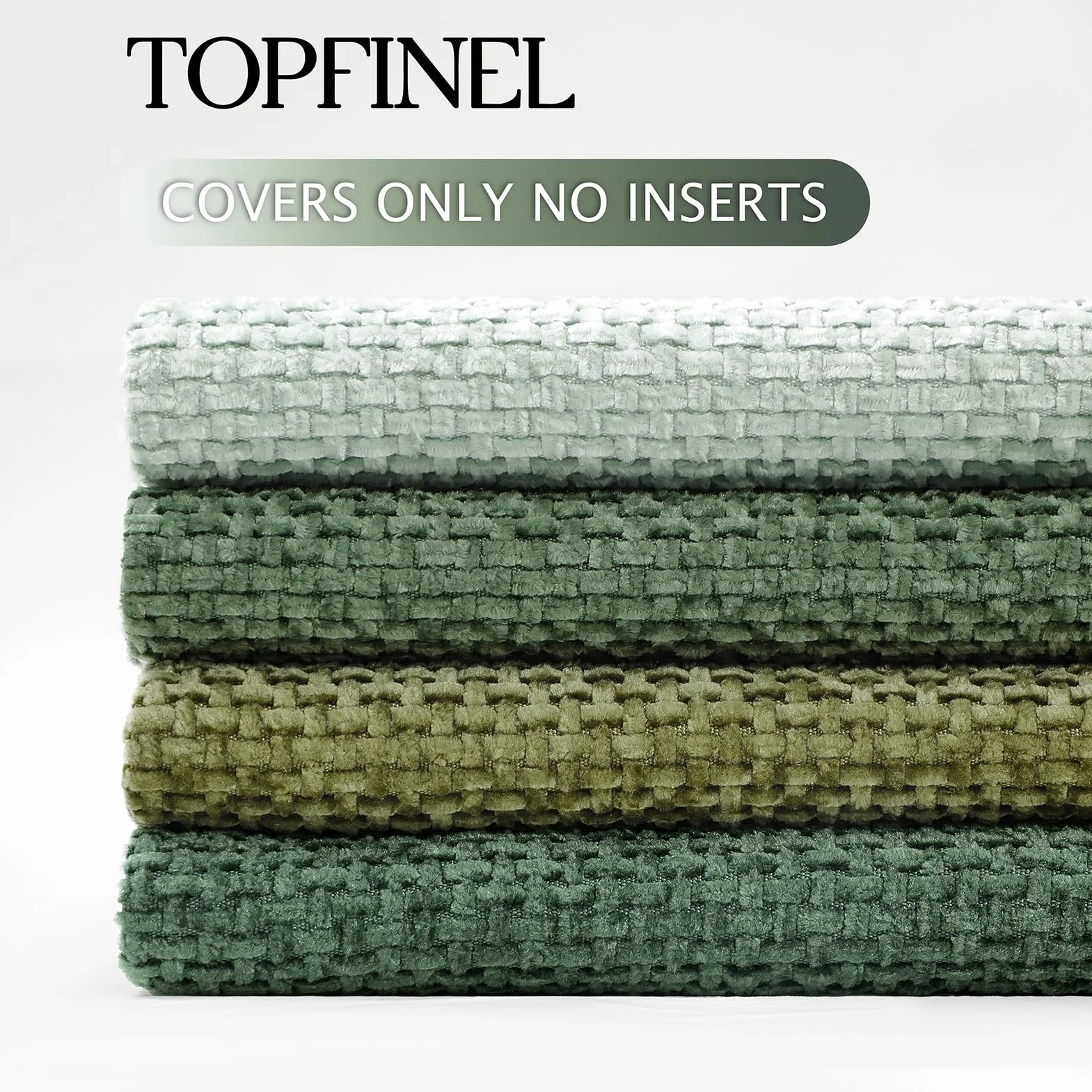 Topfinel Set di 4 Federe Cuscini in Ciniglia 40x40cm per Divano Decorative Federe Copricuscini per Soggiorno Camera da Letto con Cerniera Invisibile Fodere Cuscino Verde