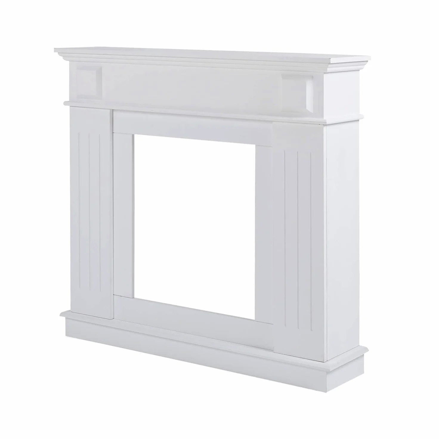 Rebecca Mobili Cornice decorativa caminetto, decorazione camino bianca, di legno, stile tradizionale, per soggiorno - Misure 100 x 109 x 26 cm (HxLxP) - RE4800