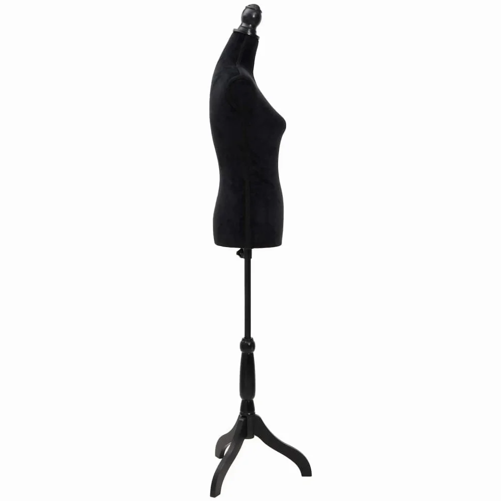 vidaXL Busto Sartoriale Donna Nero in PE Manichino con Supporto Espositore