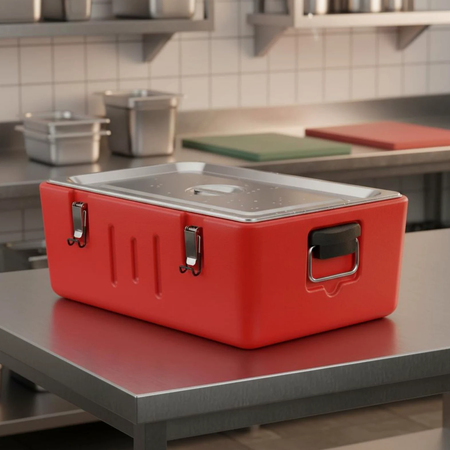 Contenitore Termico Pasto Contenitore Isolante Alimenti Portavivande Scalda Cibo Acciaio Inox con Inserti Inox Schiuma PU Maniglie E Chiusure a Fibbia, Insulated 2 Grids