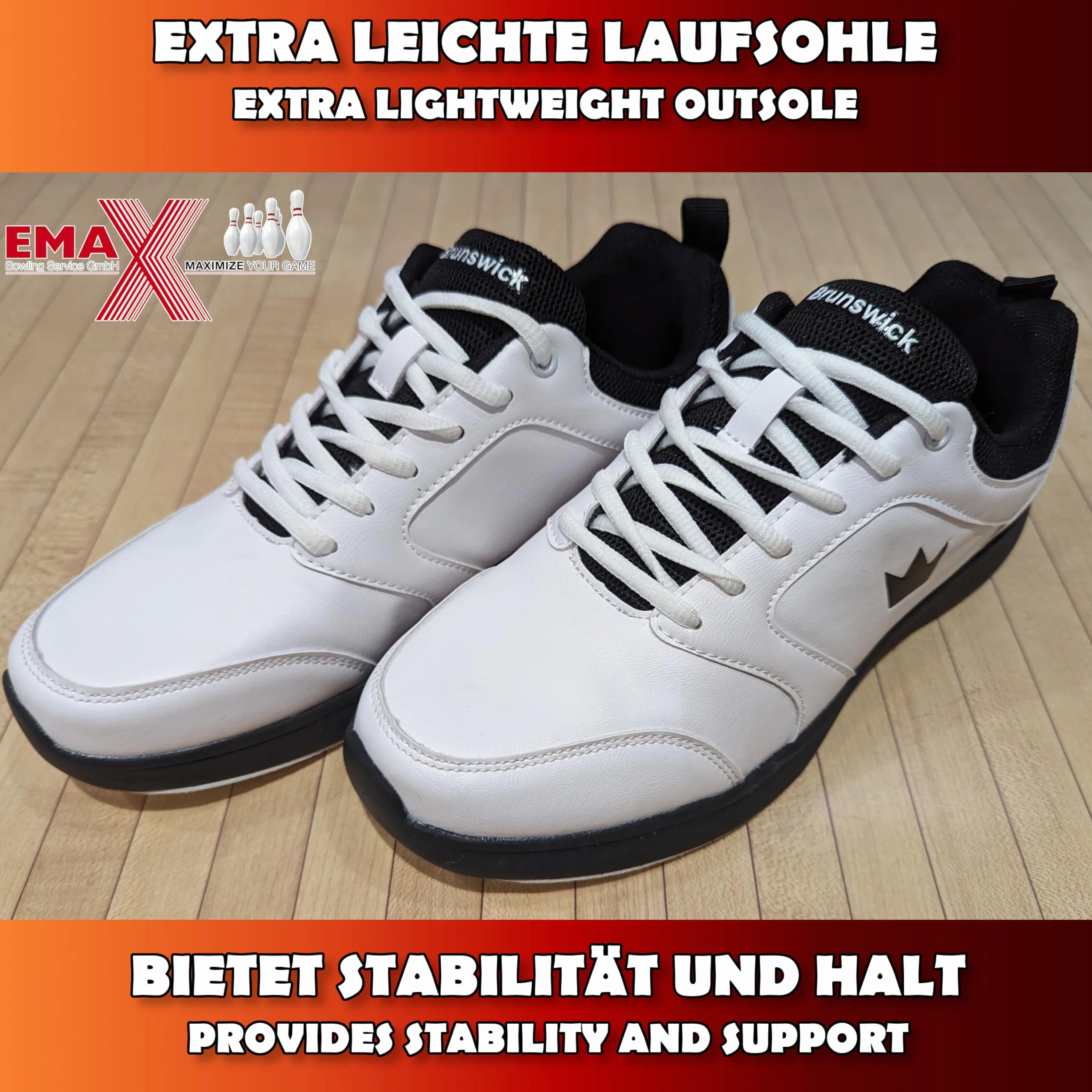 EMAX Brunswick Scarpe da bowling da uomo Tradizione Black & Classic White