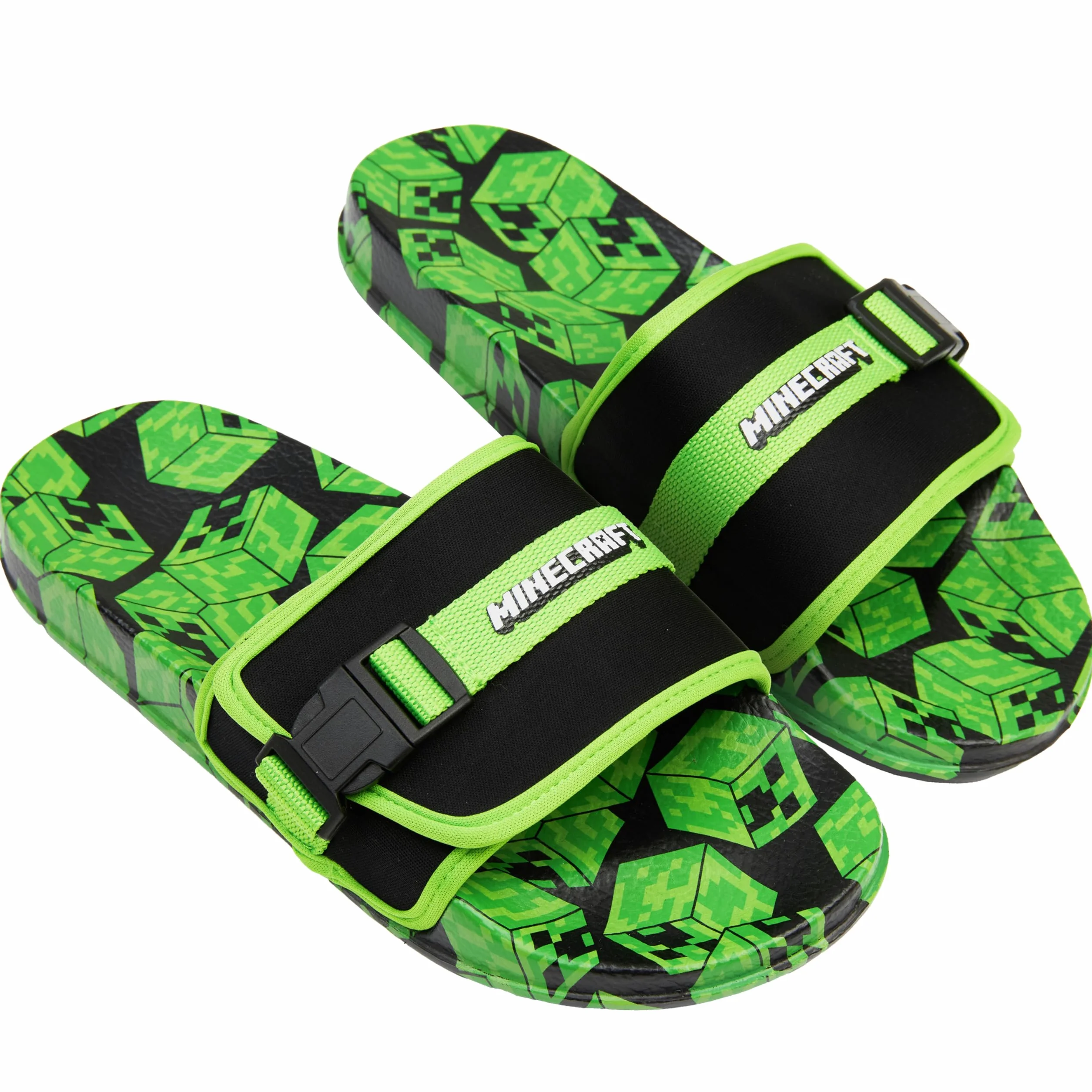 Get Trend Minecraft Ciabatte Bambino con Velcro, Creeper Sandali Comodi Estive in Gomma per Uso Quotidiano e Casa, Regali per Gamer