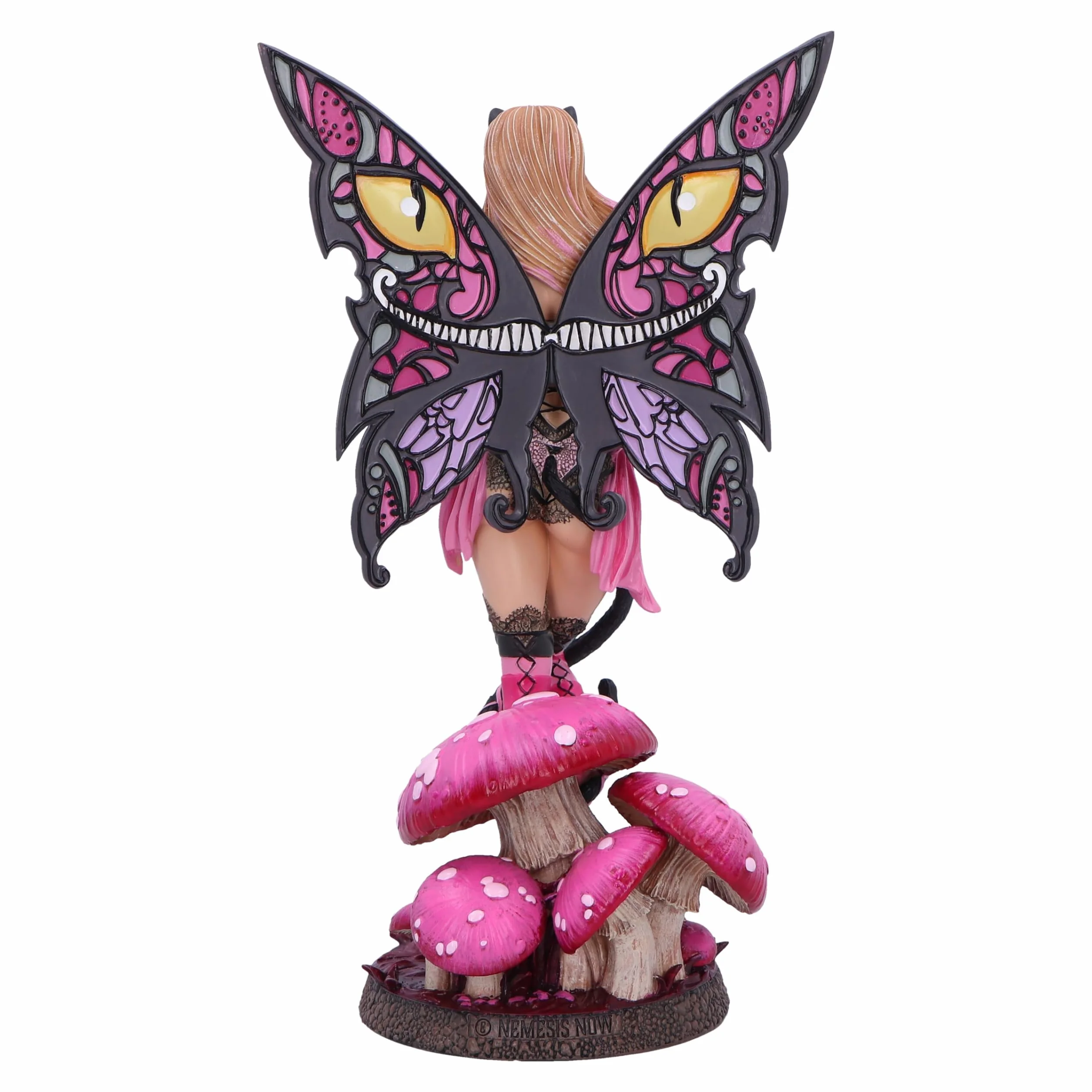 Nemesis Now Statuetta gatto del Cheshire 24 cm resina rosa Alice nel paese delle meraviglie