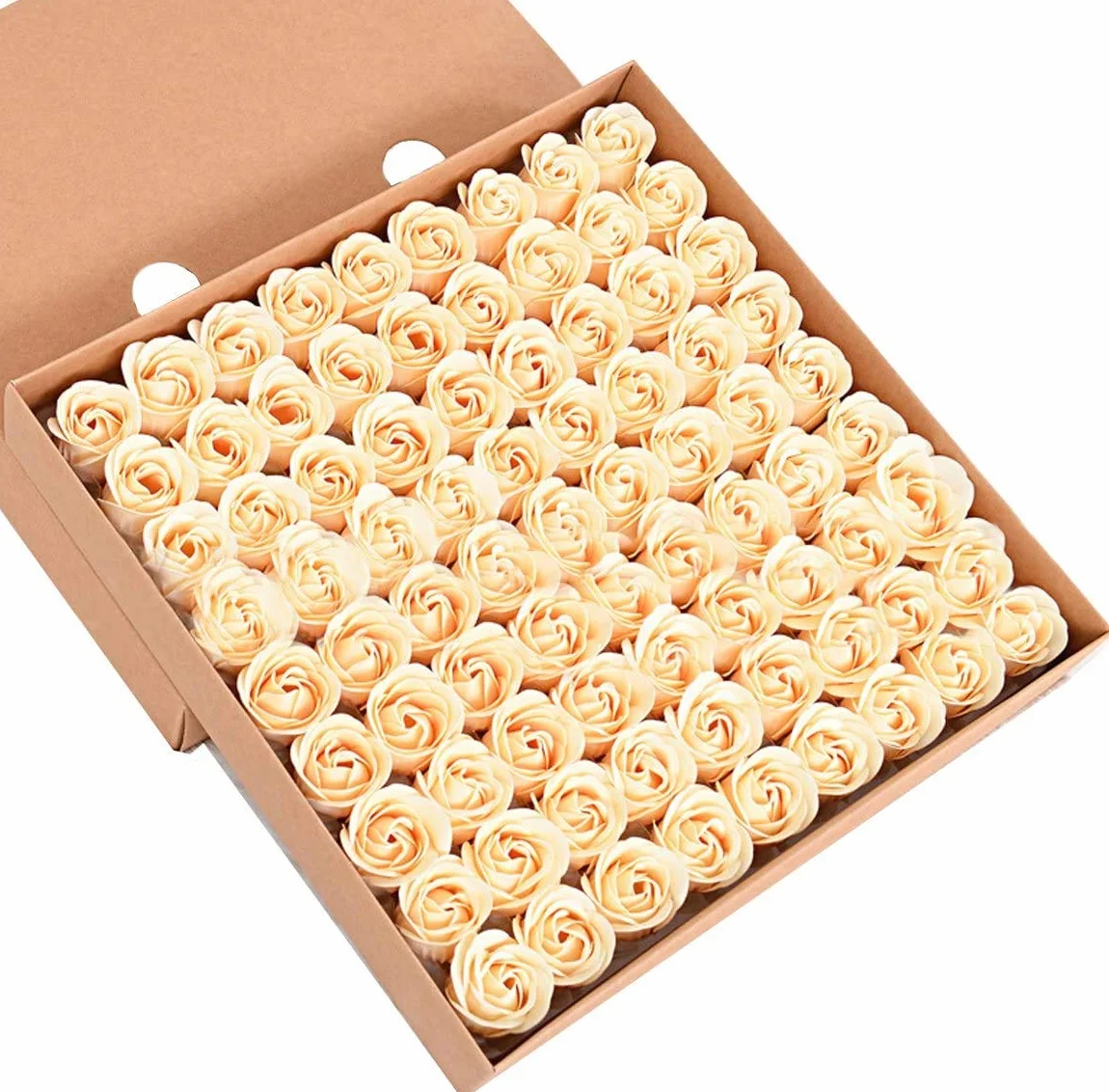 ZUMUii Butterme 81pcs Mano Bagno profumato Sapone del germoglio della Rosa Petali di Fiori di Favore di Nozze in Contenitore di Regalo (Oro)