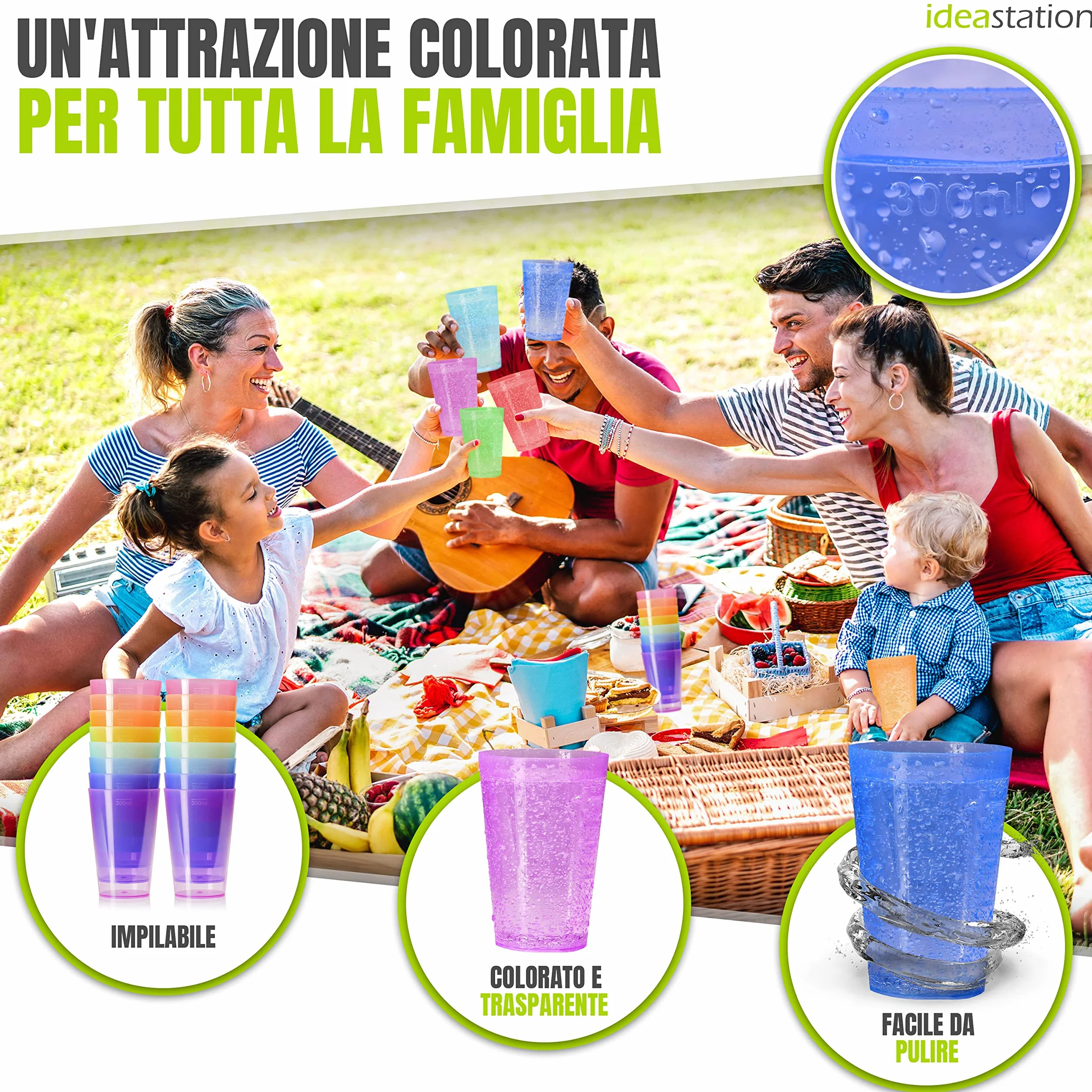 Bicchieri Plastica 300 ml Colorati Cocktail Birra Acqua