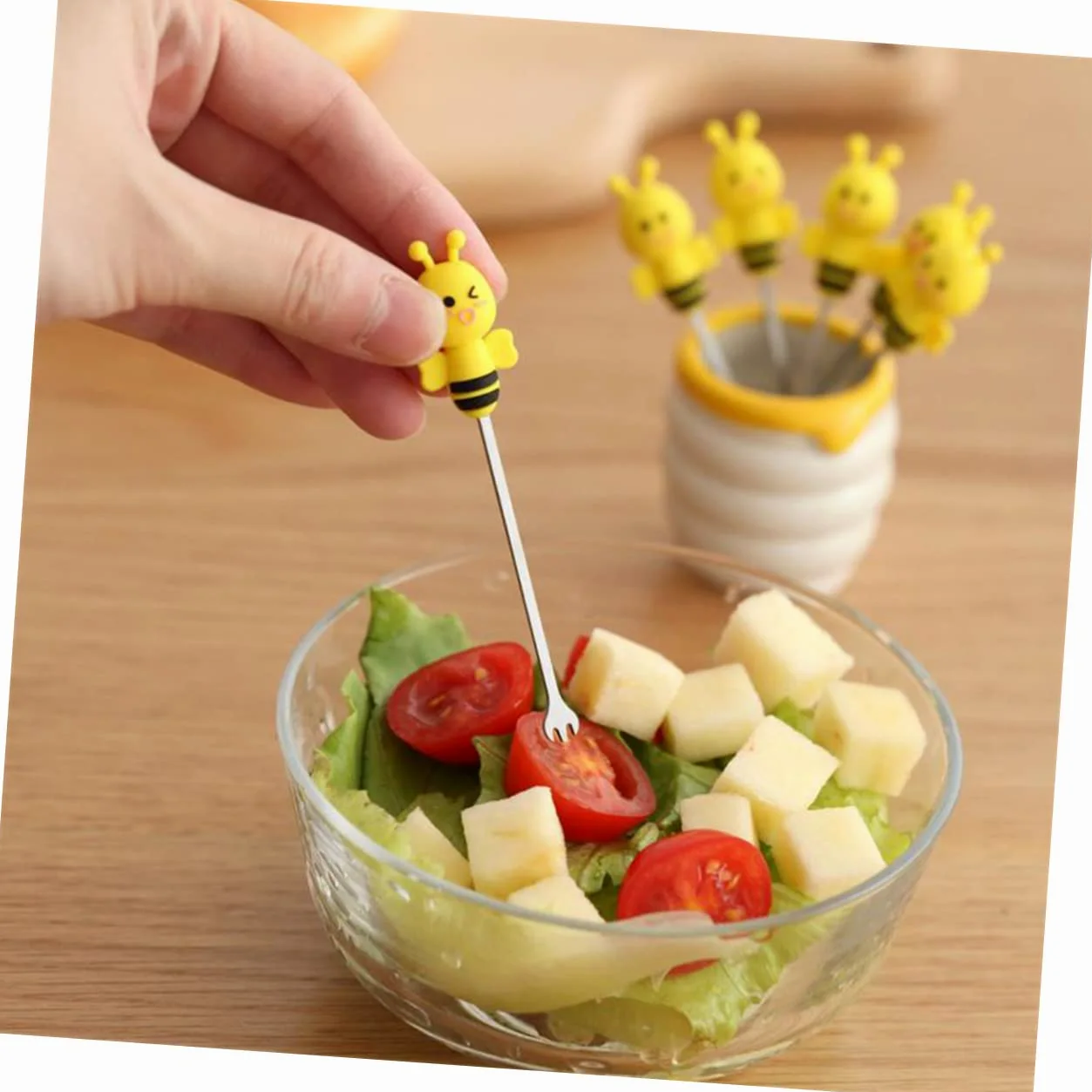 PRETYZOOM 18pezzi Forchettine Da Dessert Acciaio Inossidabile Con Supporto Ceramico Per Frutta e Antipasti Per Feste e Uso Quotidiano
