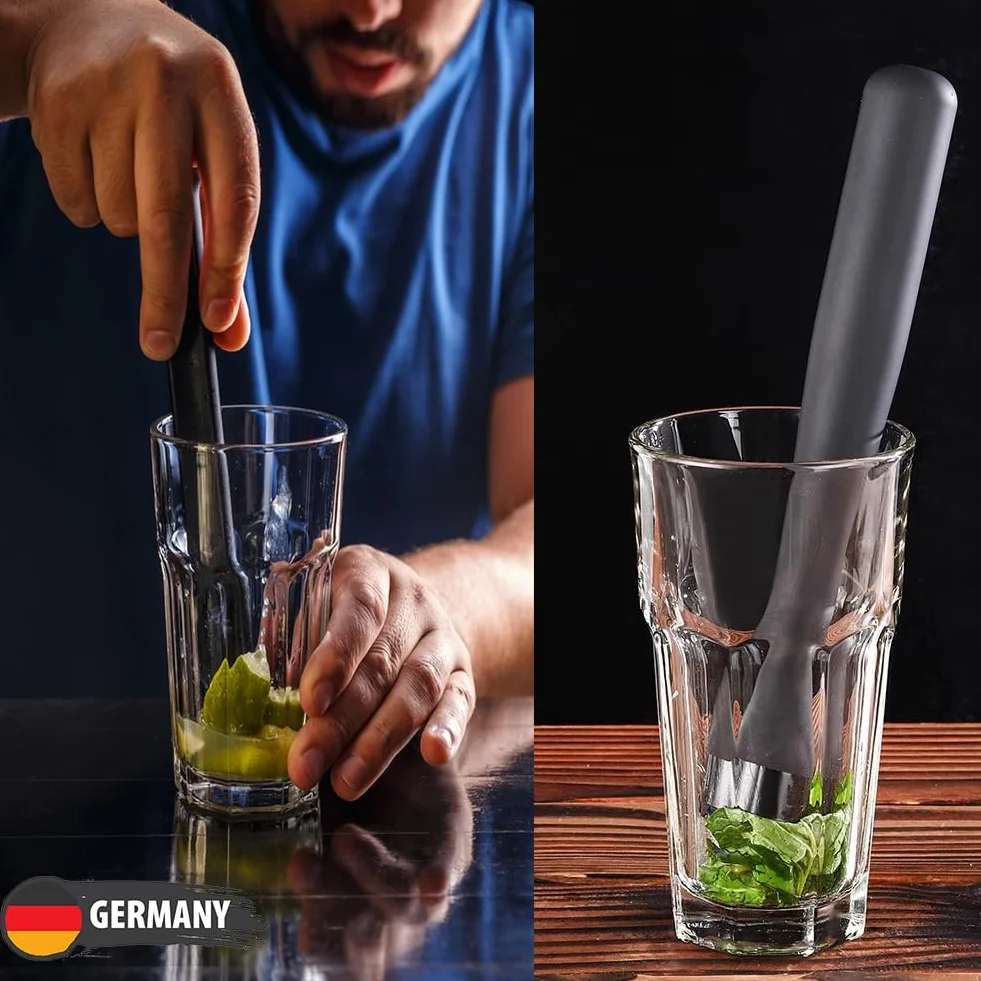 Pestello da Cocktail,2 pezzi Muddler Nero per Cocktail,Pestello da Cocktail,Cocktail Muddler,Limone Schiacciapatate per Tritare Cubetti di Ghiaccio,per il Debug di Cocktail e Succhi