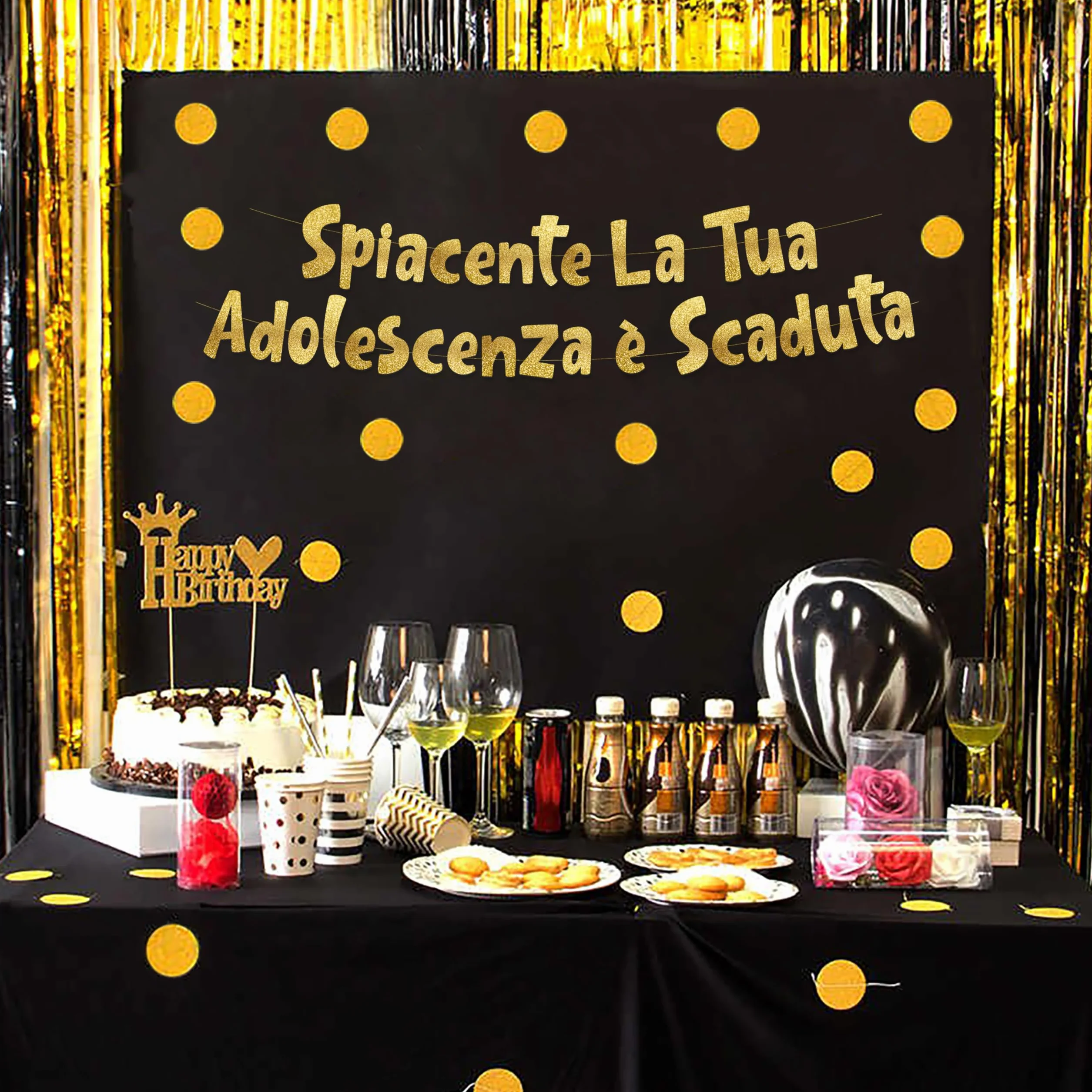 18° Compleanno Striscione "La Tua Adolescenza È Scaduta" Oro Glitterato – Decorazioni Compleanno Divertenti, Gadget & Regali per Lei e Lui