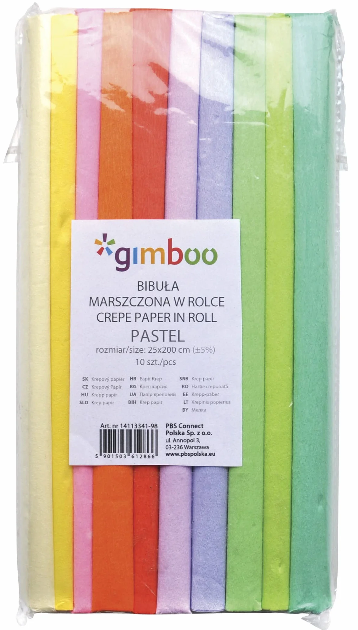 Crepe Paper Pastel Carta Crespa 10 rotoli 25 x 200 cm assortiti