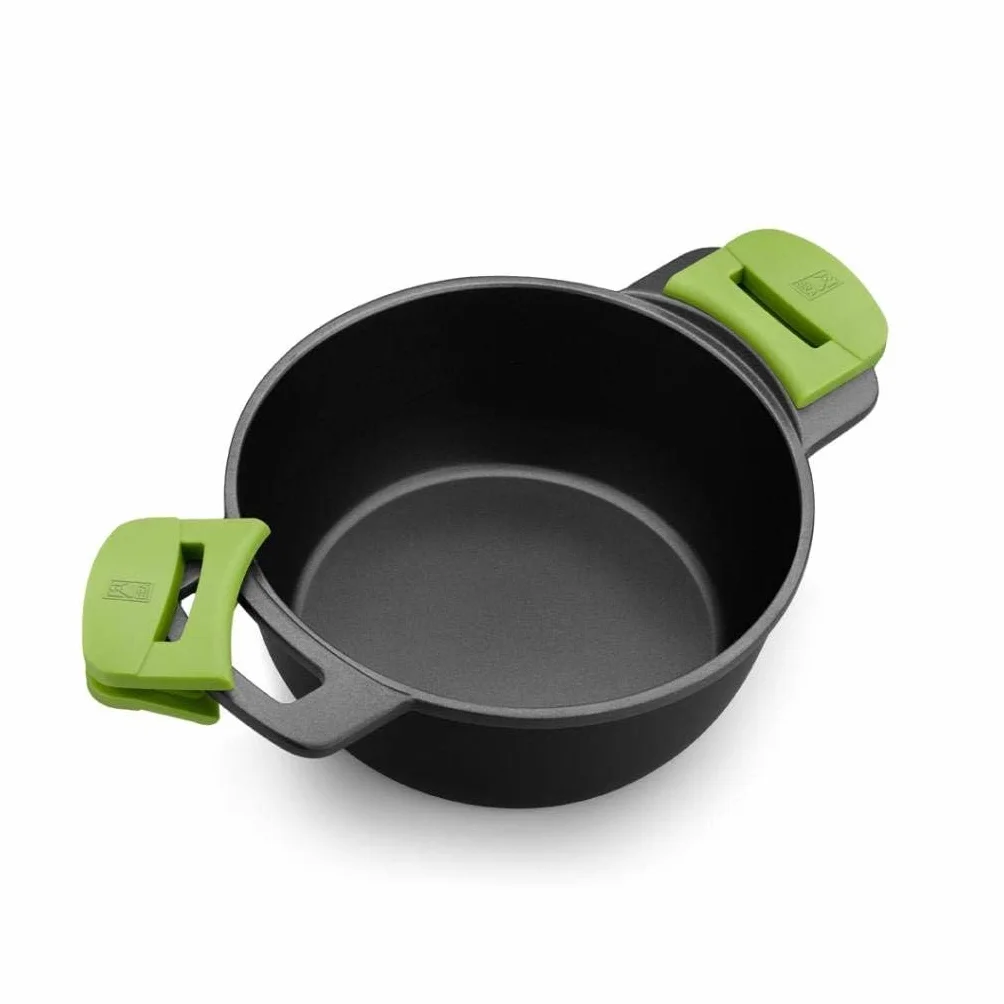 BRA Prior | Casseruola alta con coperchio in vetro e manici di silicone estraibili, 20 cm, Adatta a tutti i tipi di piani cottura, induzione inclusa e forno. Senza PFOA.