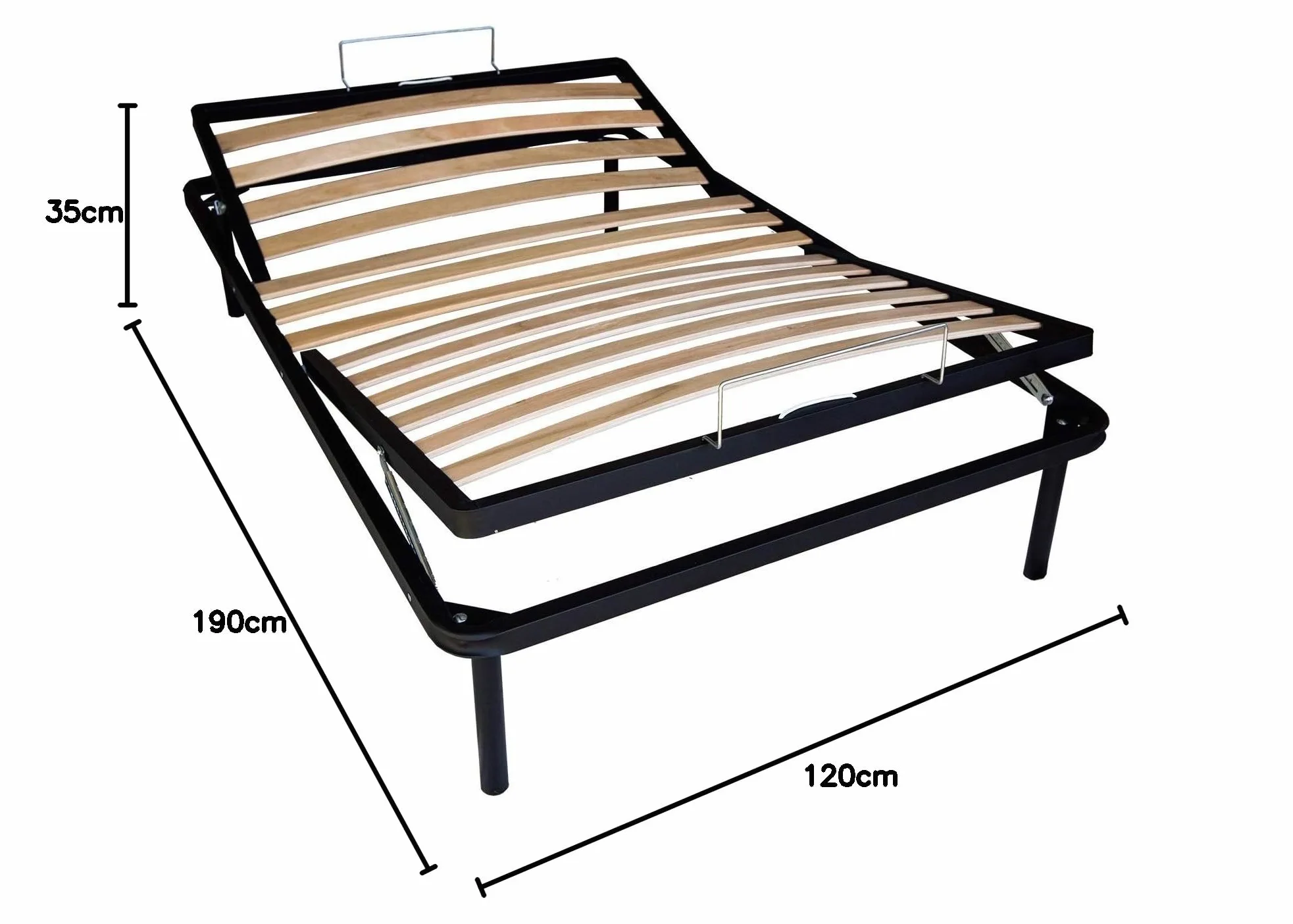 DOLCI SOGNI Rete Una Piazza e Mezza con Alzatesta e Alzapiedi, Reclinazione Manuale, Indipendente, Struttura Letto 120X190 in Ferro,