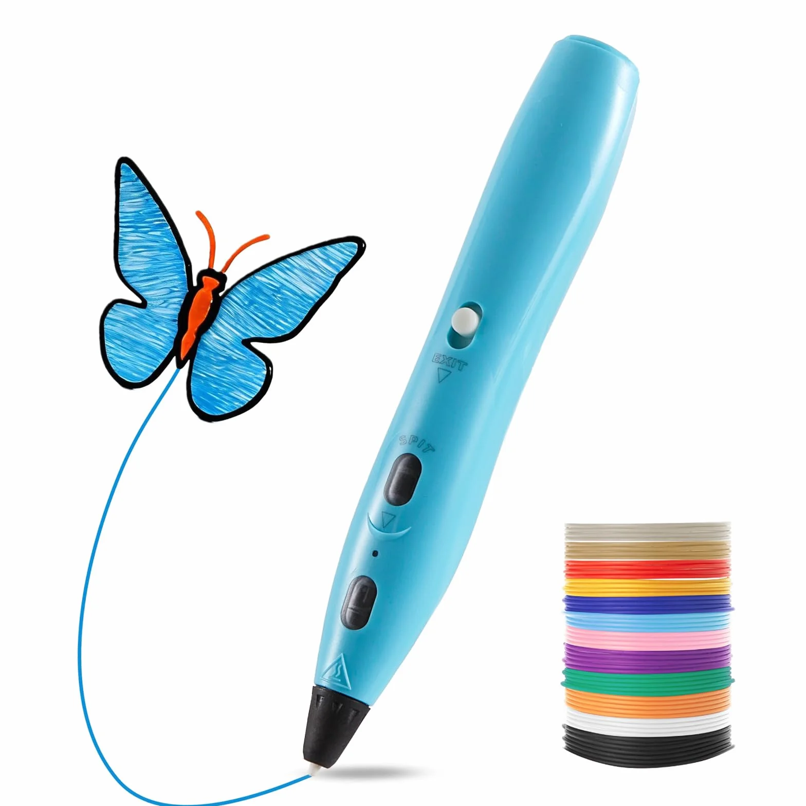 Set di penne 3D RPC200B, 12 colori filamento PLA, penna per stampa 3D blu