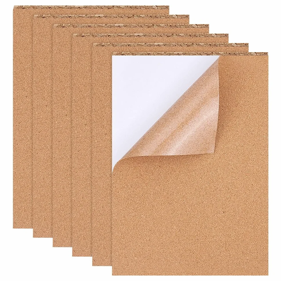BENECREAT 8 PCS Adesivo in Sughero A4 Fogli Adesivi di Spessore Adesivo Posteriore per Artigianato Colore Perù 21x30cm