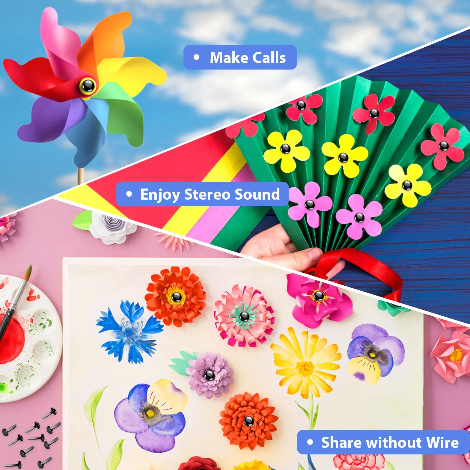 Mini Brads 100 szt. metalowe okrągłe główki do scrapbookingu, biura, DIY (czarny)