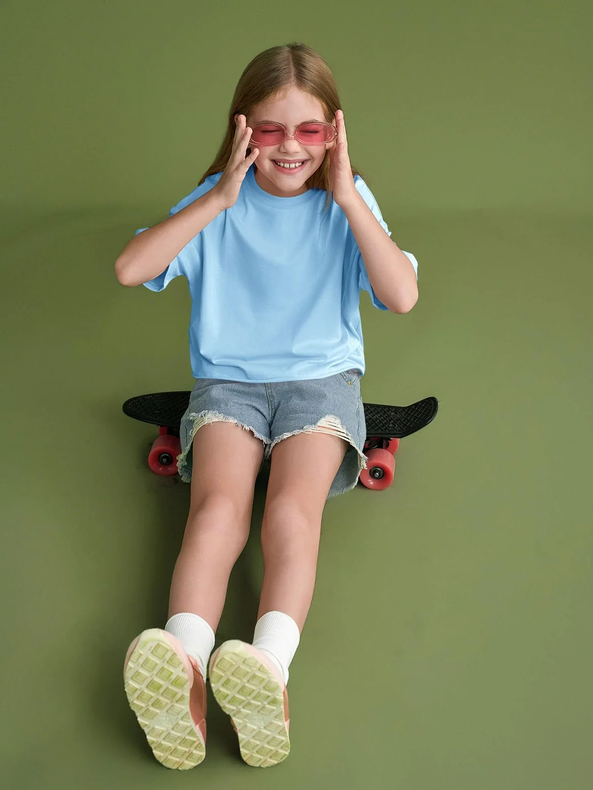 Top corto oversize atletico da ragazza per bambini con spalle a goccia a maniche corte magliette da allenamento 5-14 anni