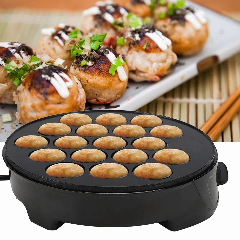 Macchina Elettrica per Takoyaki 18 Fori Antiaderente Piastra Giapponese 4cm