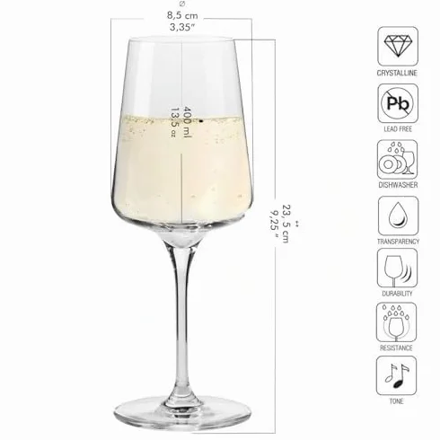 Crystal Glass bicchieri da vino bianco e frizzante set di 6 vetro senza piombo lavabili in lavastoviglie