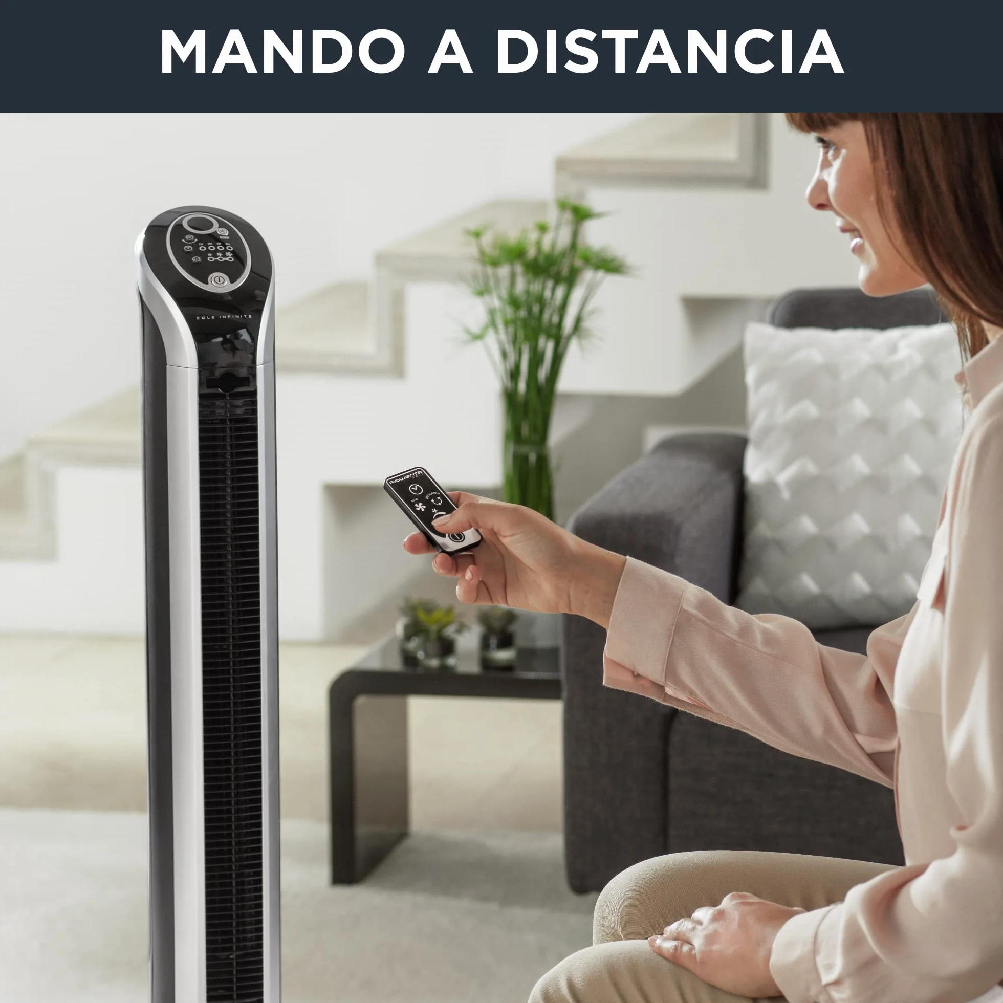 Rowenta VU6670 Eole Infinite ventilatore a torre telecomando timer 8 ore 3 velocità nero ricondizionato