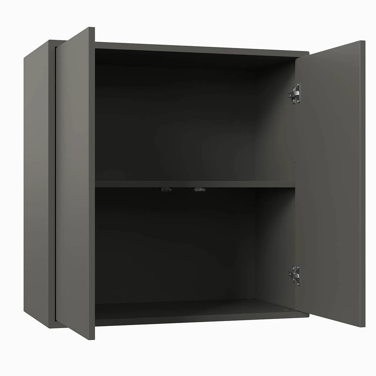 Iconico Home QBE Cubo da parete, 1 ripiano, con 2 ante apertura a pressione, Ingresso, Soggiorno, Camera da letto, Cameretta ragazzi, Studio, 75x35xh75 cm, Grigio scuro