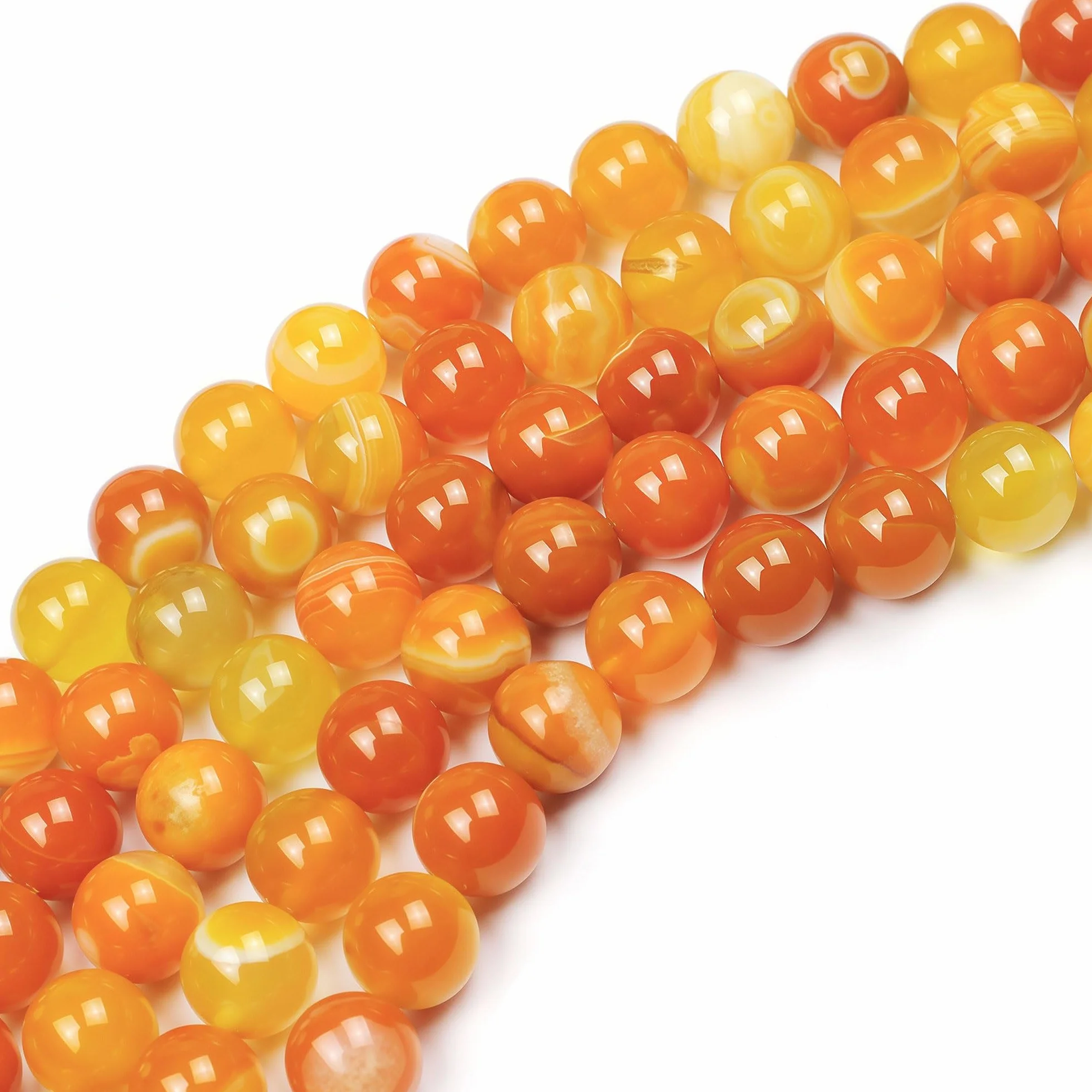 Perline di Pietra Naturale 8mm Agata Arancione Striata 43 pezzi per Creazione Braccialetti Collane Gioielli Fai Da Te