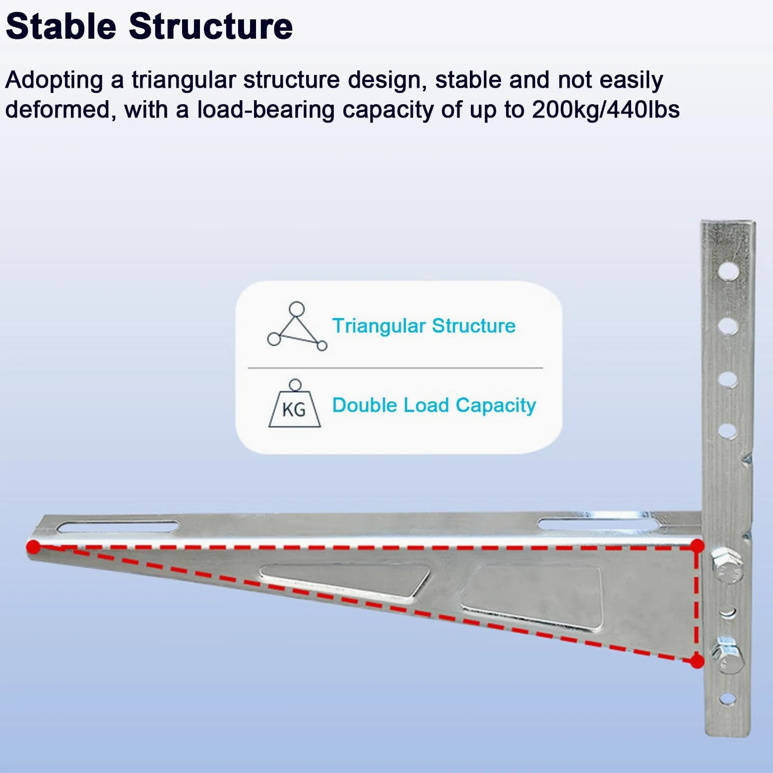 Staffa per Condizionatore Unità Esterna, in Acciaio Zincato, Portata 200 Kg, Regolabile Mini Split Condizionatore D'Aria Rack, per Pompe AC Mini Split da 1 a 5 P(600x500mm)