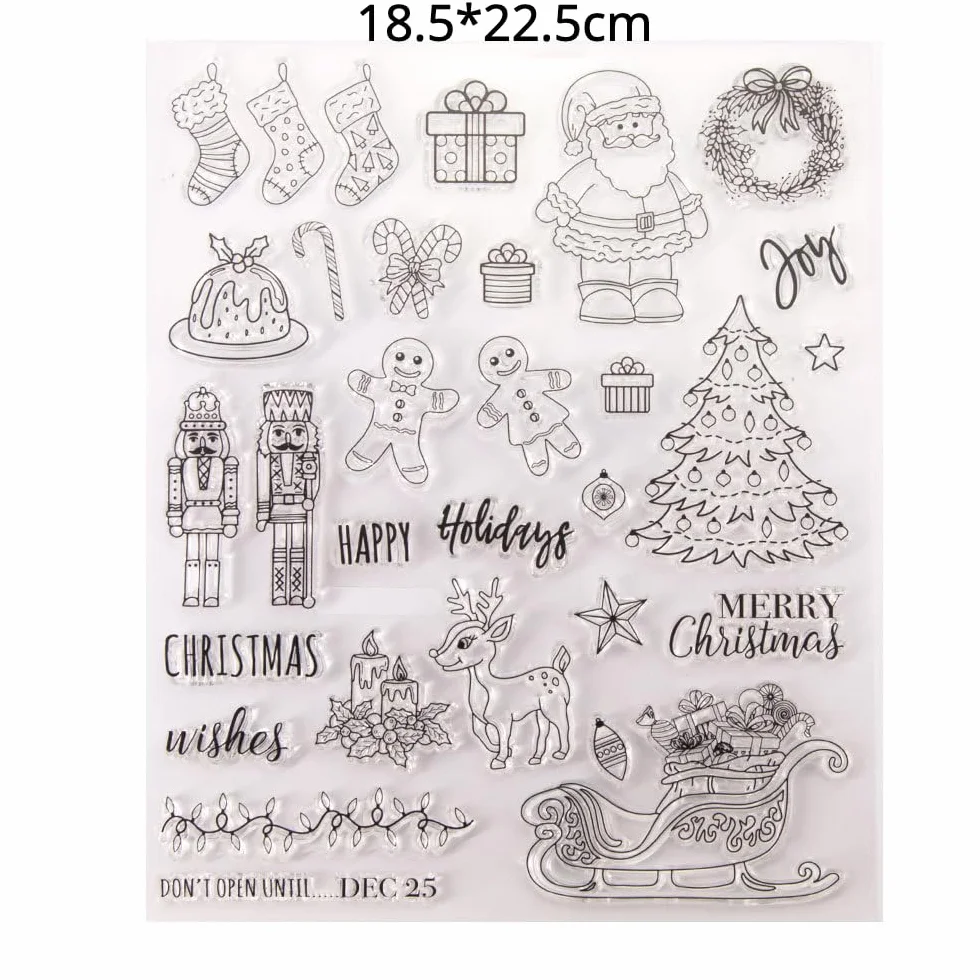 Timbri trasparenti in silicone Babbo Natale 4 fogli per scrapbooking biglietti fai da te