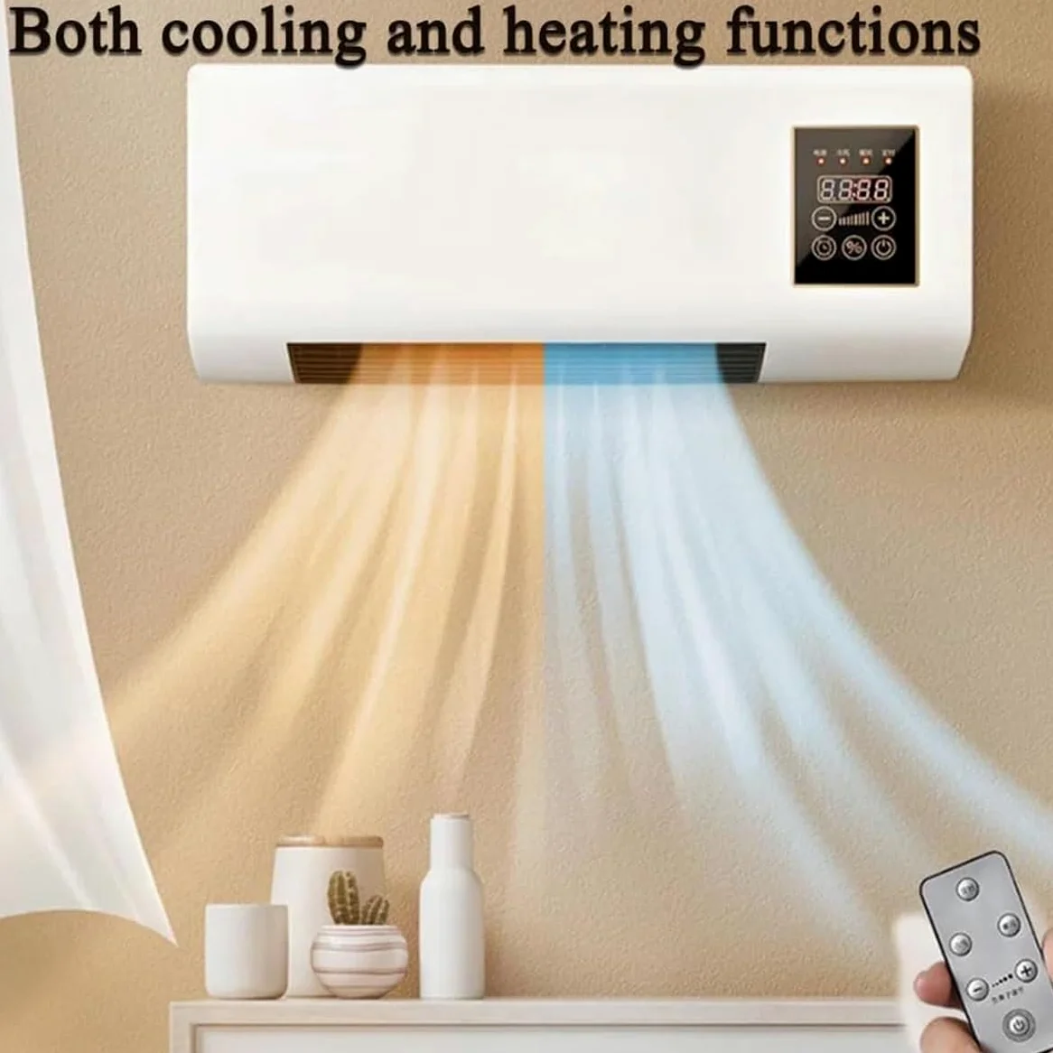 Aria condizionata, ventilatore da parete, 2000 W | Riscaldamento e raffreddamento 2 in 1, senza unità esterna, installazione semplice, telecomando