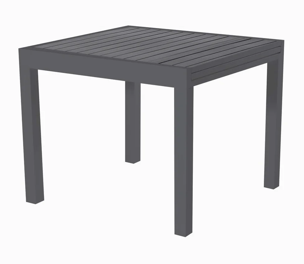 VERDELOOK | Tavolo Allungabile Sardegna Grigio 90/180x90 H74 cm, Tavolo Quadrato da Giardino in Alluminio Verniciato con Piano a Doghe, Apertura Scorrevole per Esterno