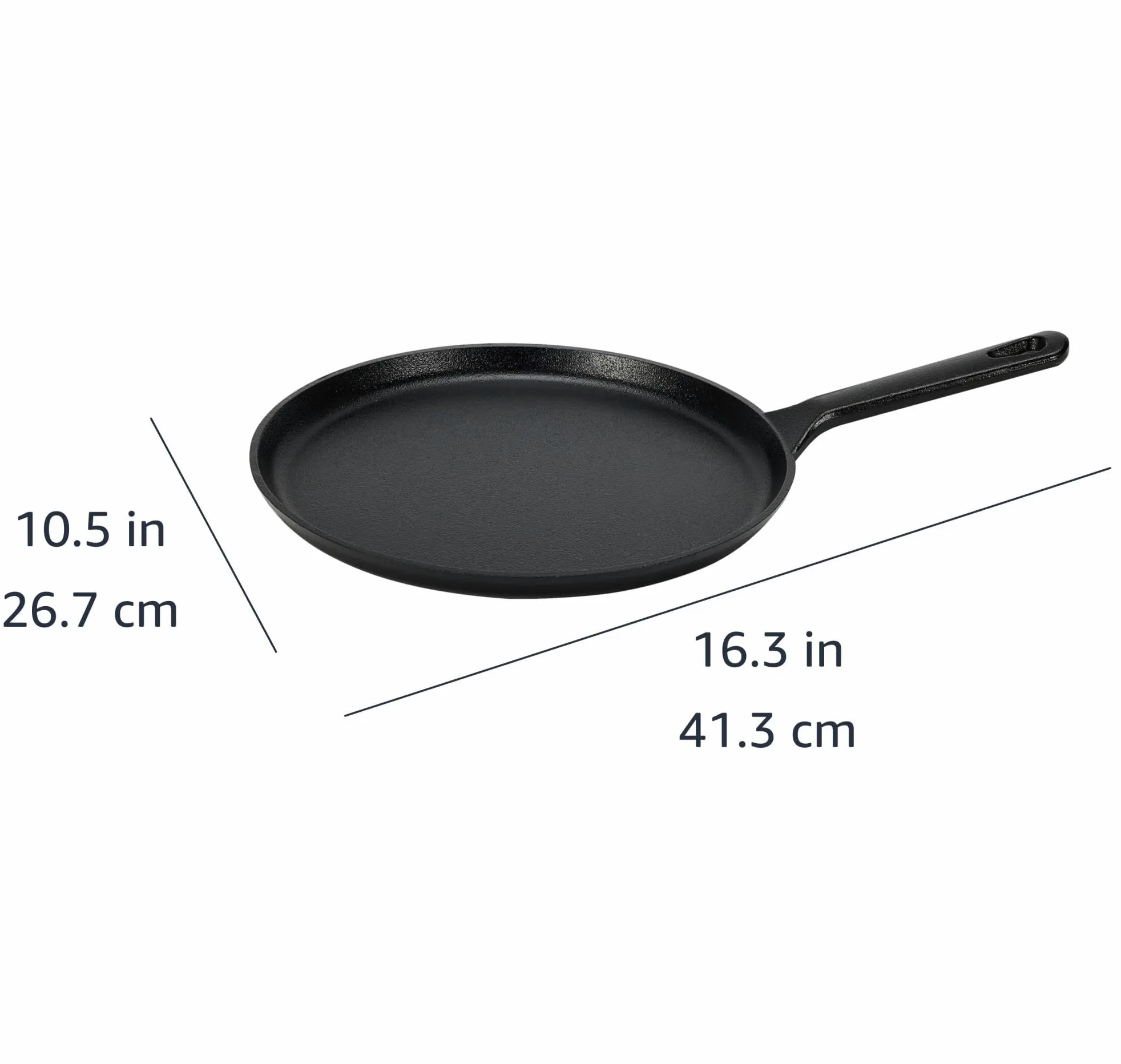 Amazon Basics - Rotonda Piastra tonda in ghisa pretrattata, da 26,67 cm, Nero