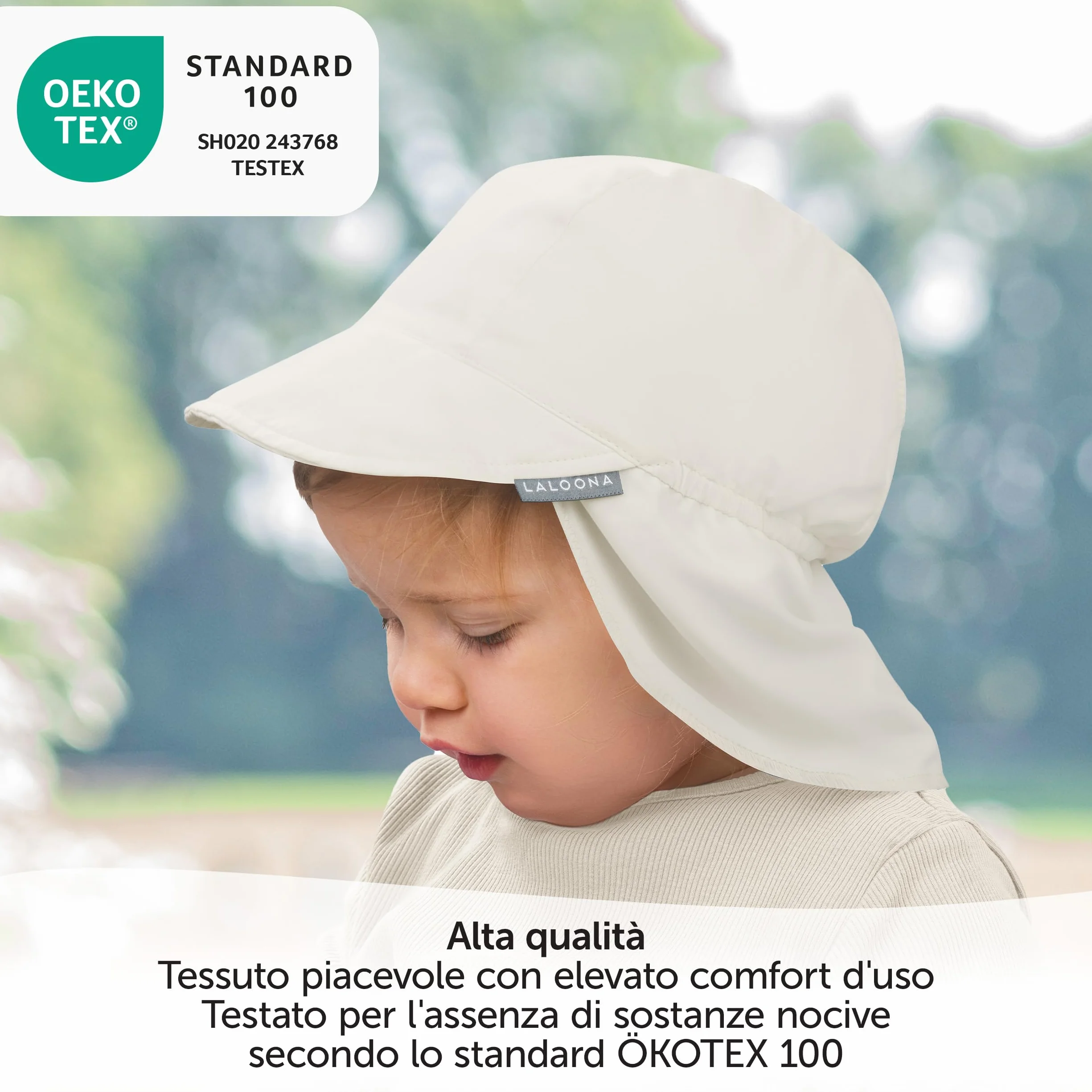 Cappello Neonato UV80+ Protezione Solare OEKOTEX Standard 100 Unisex