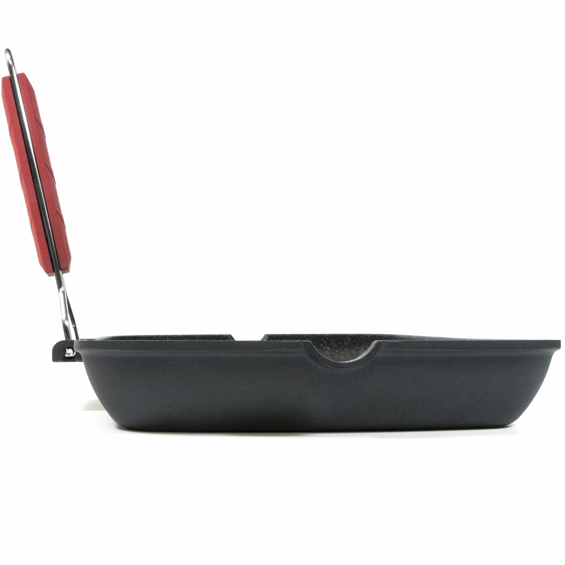 Moneta Bistecchiera antiaderente 28x28cm Pro Grill con manico pieghevole induzione