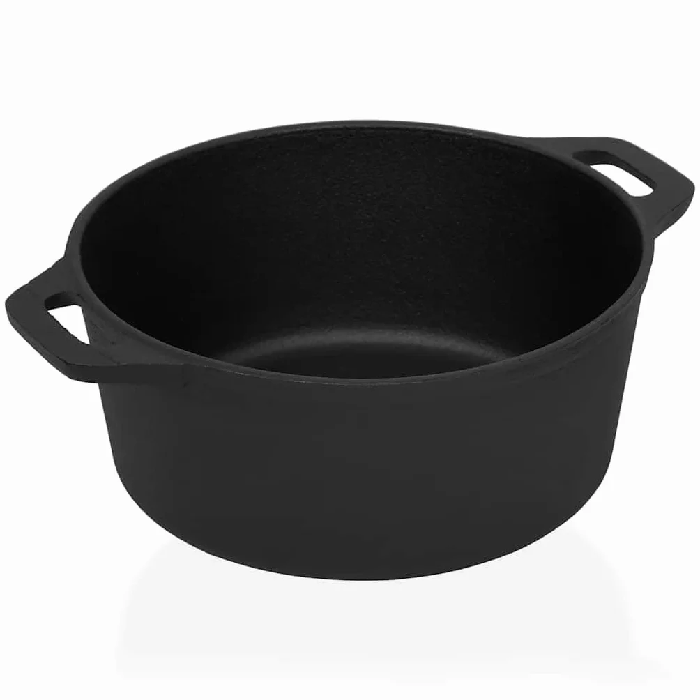 Pentola in ghisa con diametro di 26,5 cm, con manico e coperchio, capacità di 5 l, adatta per fornelli a induzione, a gas, elettrici, in ceramica, ideale per cucinare in forno e sulla griglia