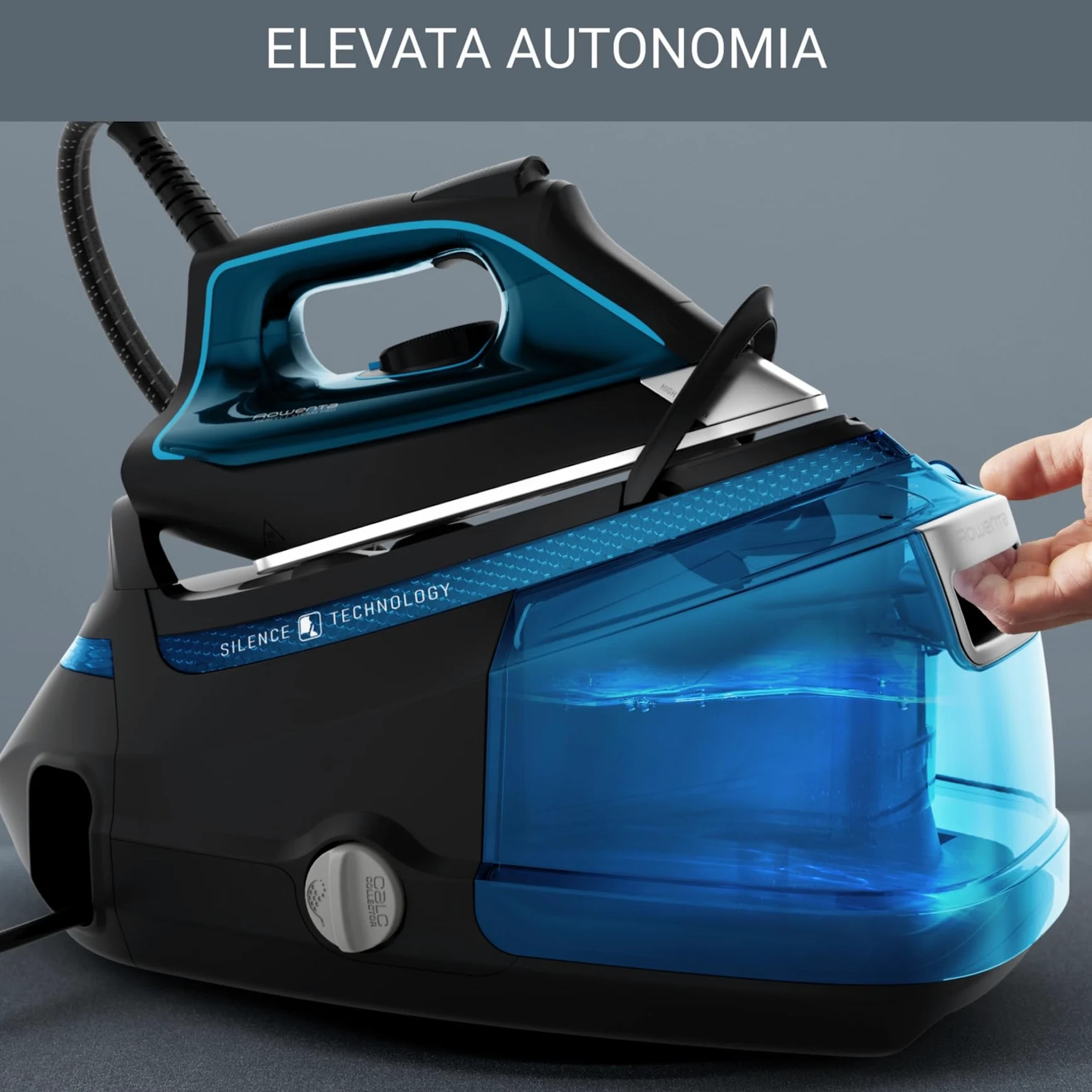 Rowenta Silence Steam Pro DG9222, Ferro da Stiro con Caldaia Silenziosa, 2800W, 1.3 L, Ferro da Stiro a Vapore 7.5 bar, 480 g/min, Colore Nero/Blu