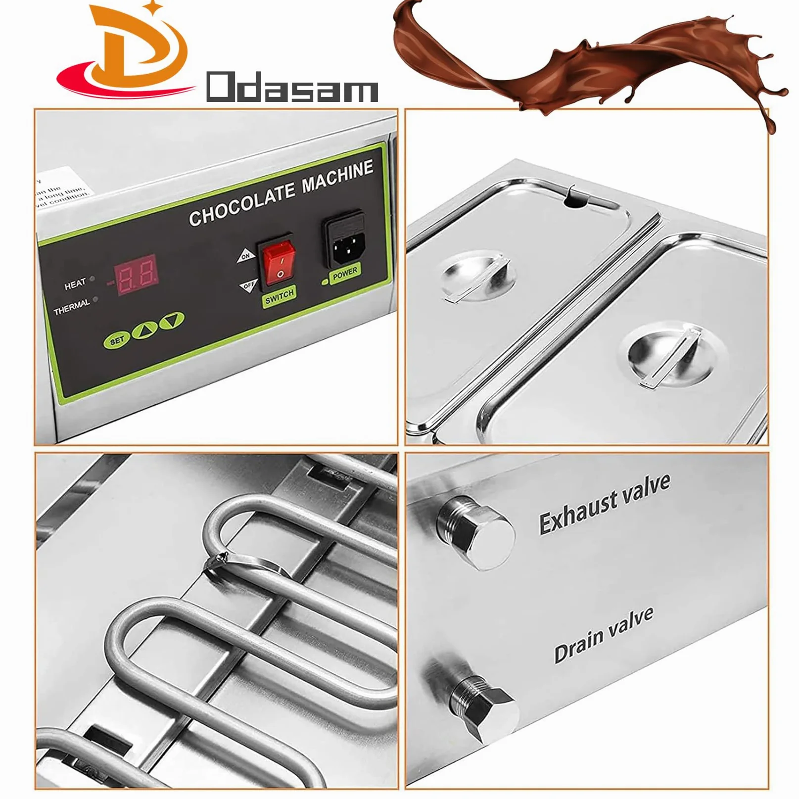Temperatrice cioccolato, Macchina per fusione di cioccolato, Non è necessario aggiungere acqua, controllo intelligente della temperatura con display digitale Isolamento continuo 6KG*2