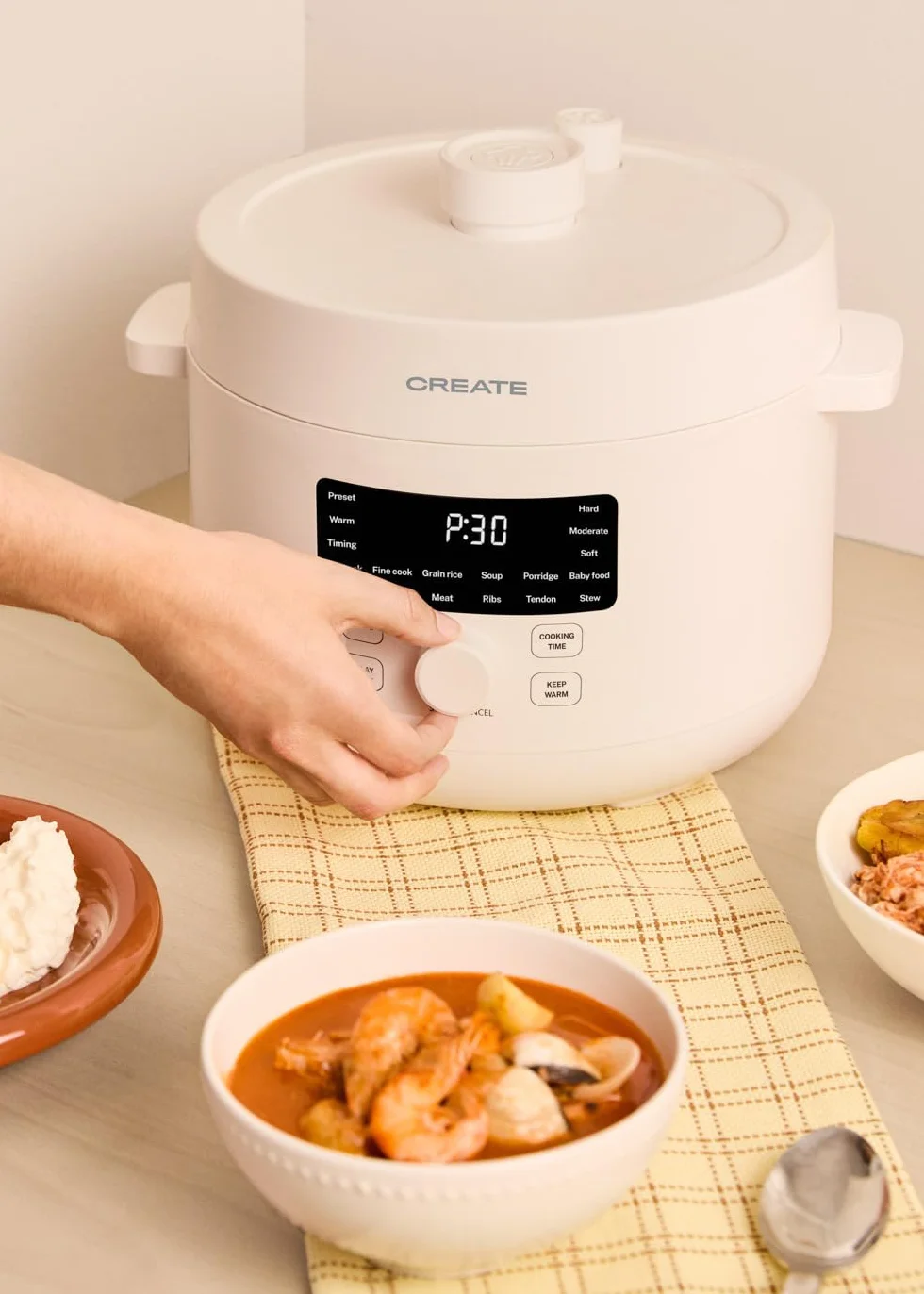 Pentola a pressione elettrica multifunzione programmabile 4L 1200W bianco sporco 15 funzioni timer 24h