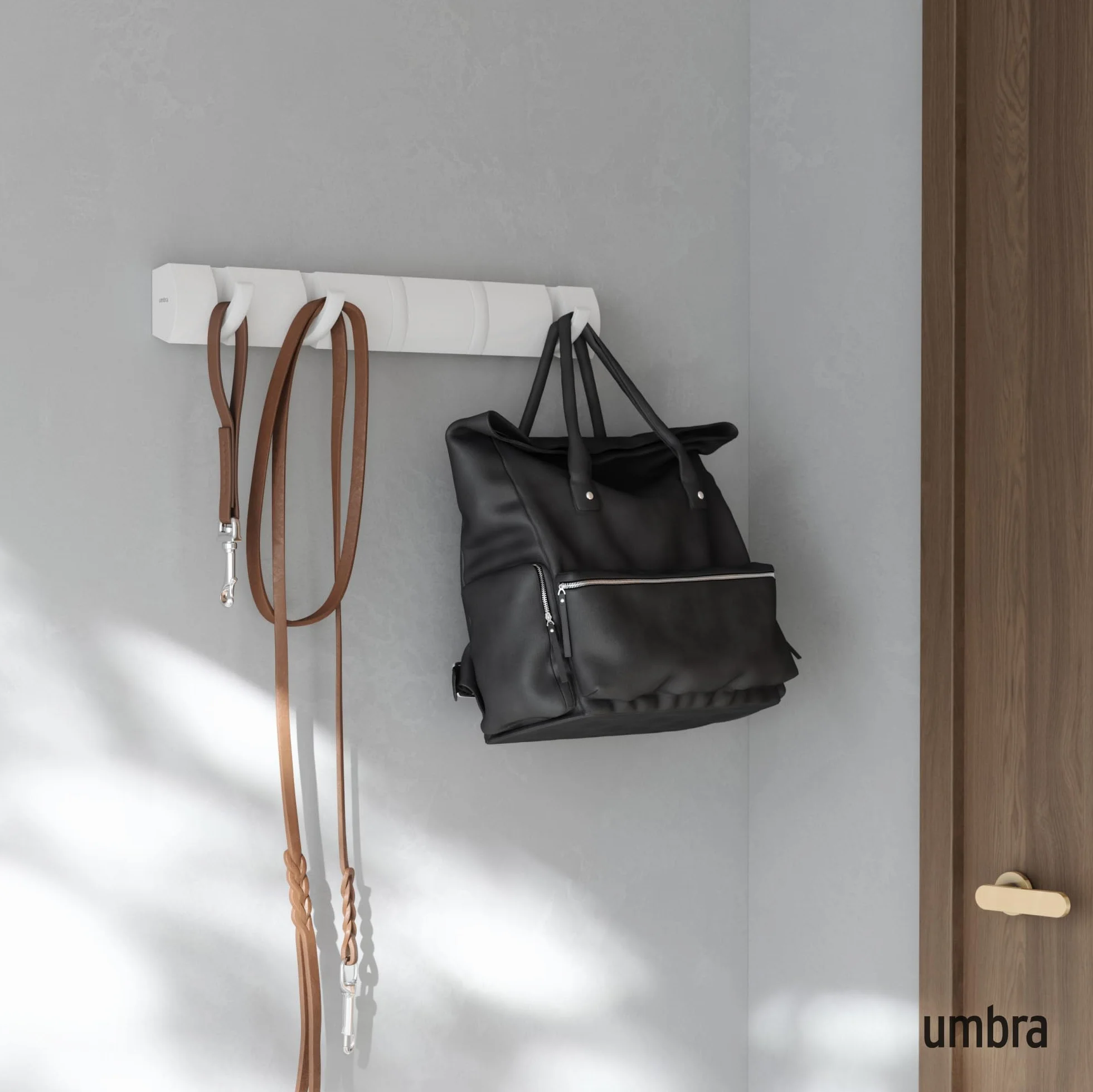Umbra Flip Appendiabiti da parete in legno 5 ganci Bianco