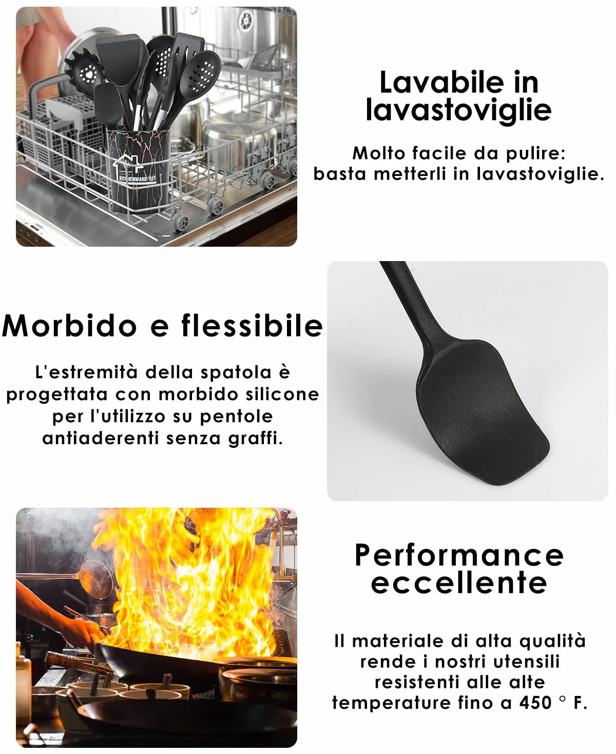 Czemo Utensili Cucina Silicone 44 Pezzi Set Mestoli Cucina Silicone Resistente al Calore Antiaderenti Utensili da Cucina con Secchio Portaoggetti, Lavabile In Lavastoviglie