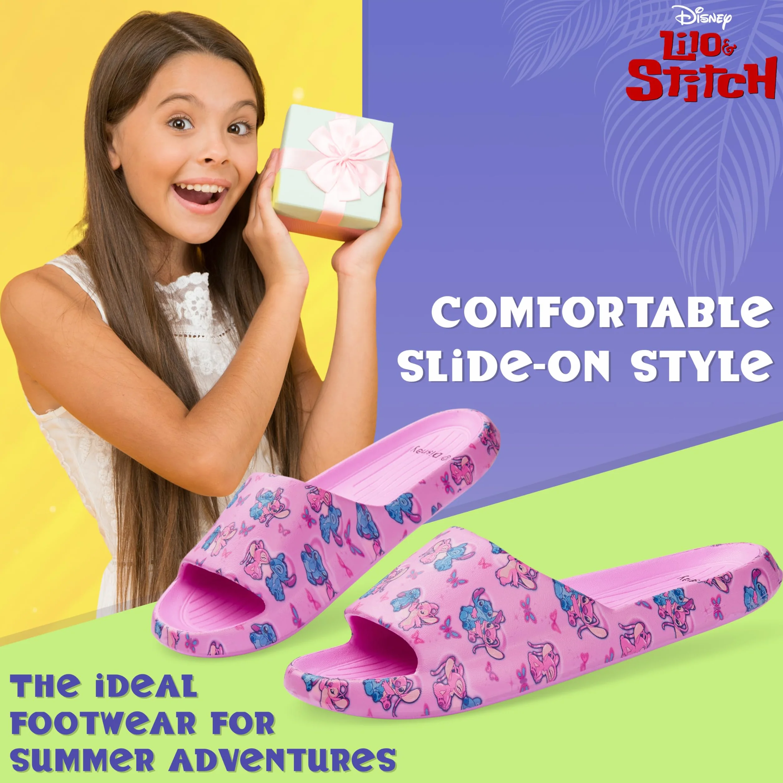 Disney Ciabatte da Piscina Bambina Stitch Slide Estive Mare Spiaggia 30-35