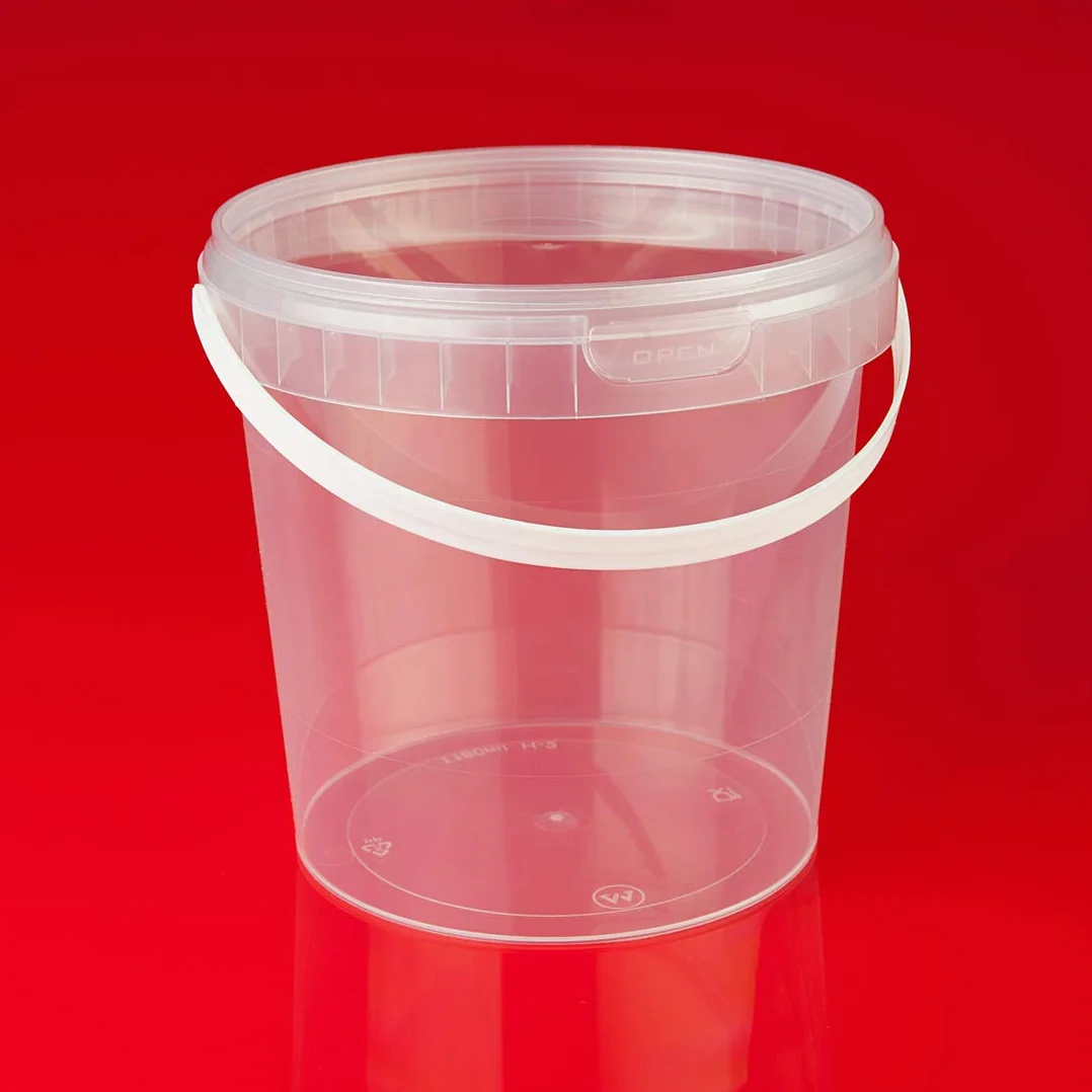 Trendfinding 12 secchi da 1 l con coperchio in plastica trasparente, adatti per uso alimentare