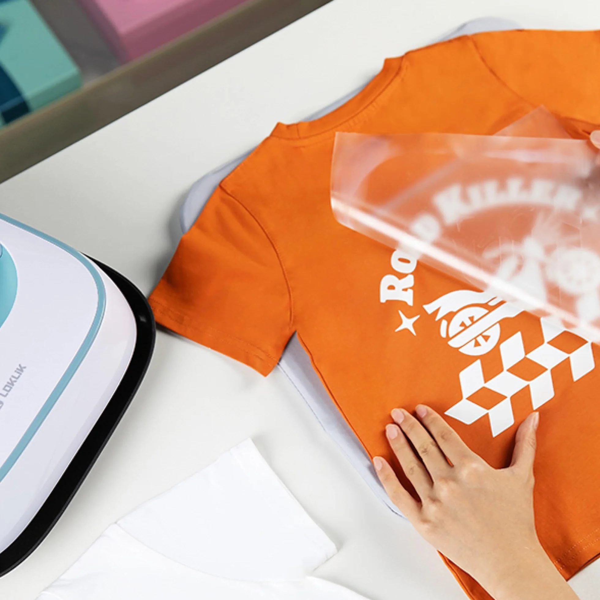 LOKLIK - Pressa a Caldo per Personalizzare T-shirt, Maglioni, Coperte, Asciugamani, Borse Tote, Zaini e Altri Tessuti 25,5 x 25,5 cm - Portatile