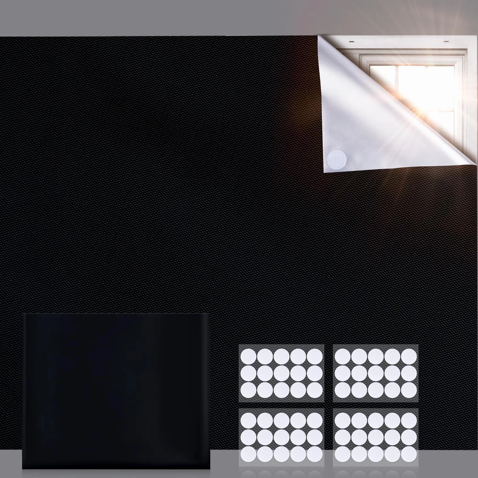 Tessuto Oscurante Finestra 200x145cm Tende Oscuranti per Interni Portatile con 30 Paia di Adesivo