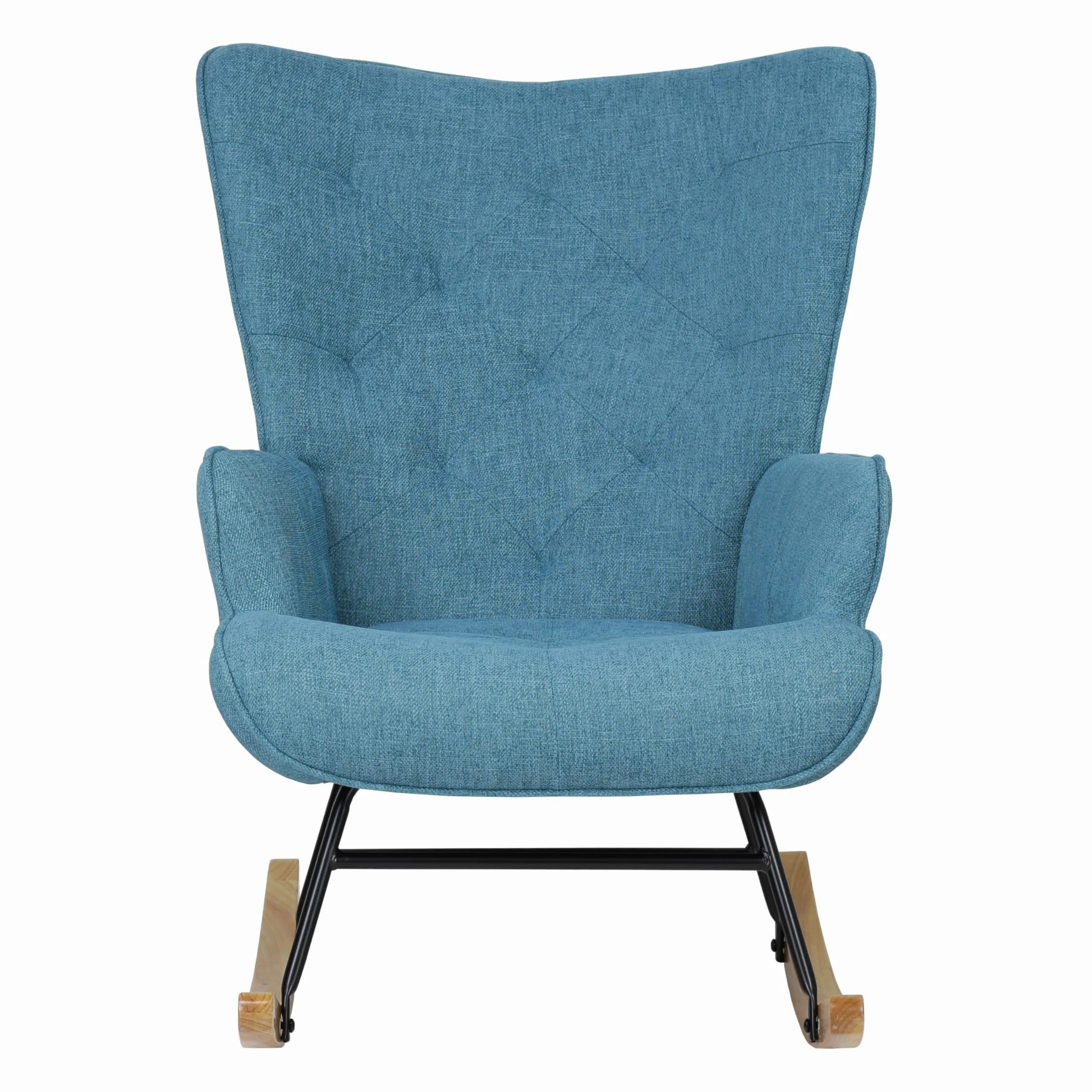 Totò Piccinni Poltrona Poltroncina a DONDOLO Multicolore Design Patchwork (Blu, Poltrona)