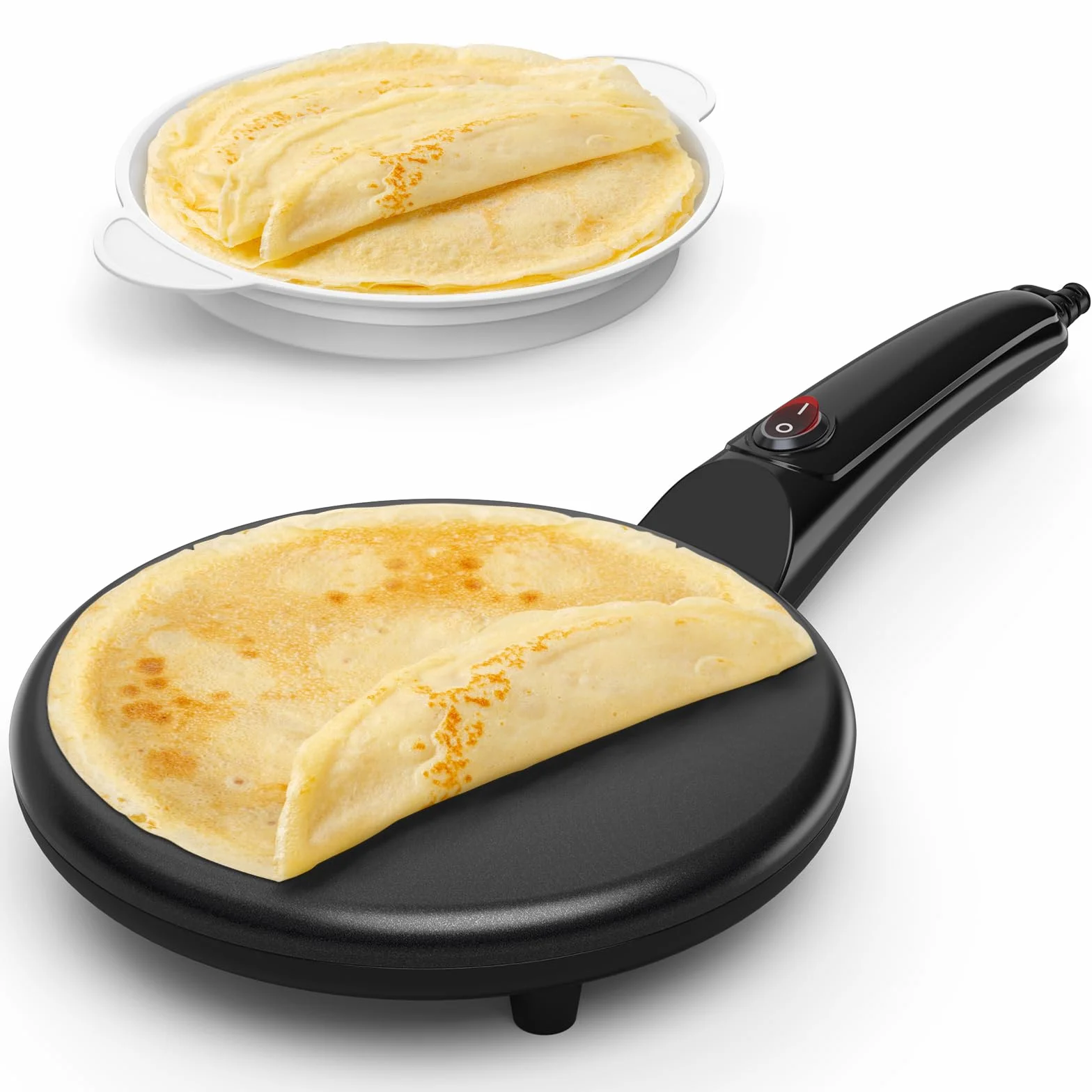 Crepiera Elettrica 800W 20cm Antiaderente Portatile SNAILAR