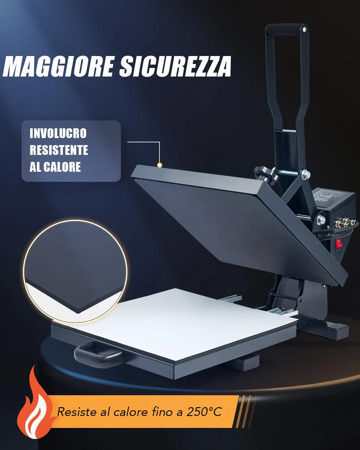CREWORKS Pressa a Caldo 38x38cm 1400W Doppio Tubo di Riscaldamento Controllo Digitale Termopressa per Magliette