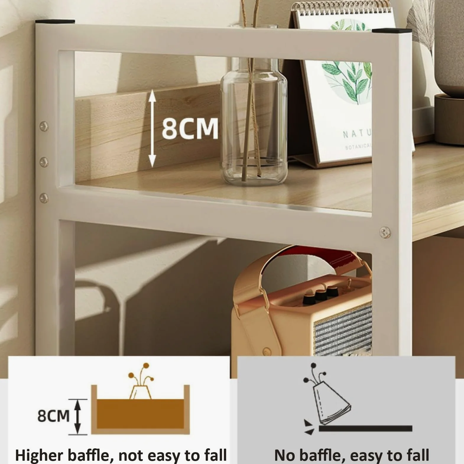 Libreria da Scrivania Da Appoggio Salvaspazio Scaffale da Scrivania，scaffale da Scrivania, Libreria da Scrivania Organizer, Organizzatore Indipendente per Scrivania(White,80cm*24cm*60cm)